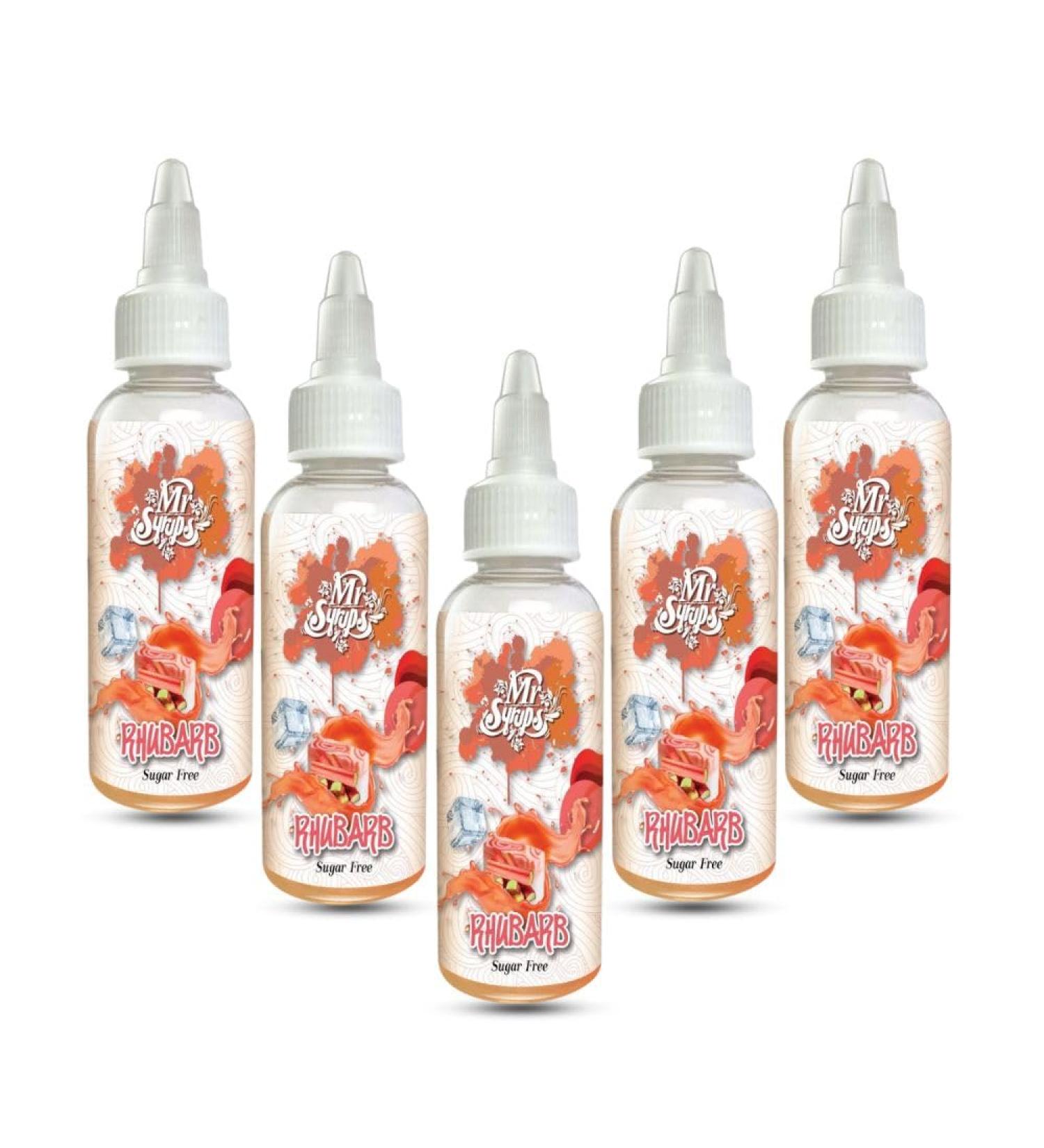 Mr Syrups Delicious Rhubarb Flavoured Syrup 60ml Best Sugar Free Pure Natural Summer Drink Refeshment Great Syrup for Coffee Milkshakes Cocktail Frappes Juices Beverages Parties (Pack of 5 - Combo) Rhubarb 60.00 ml (Pack of 5)