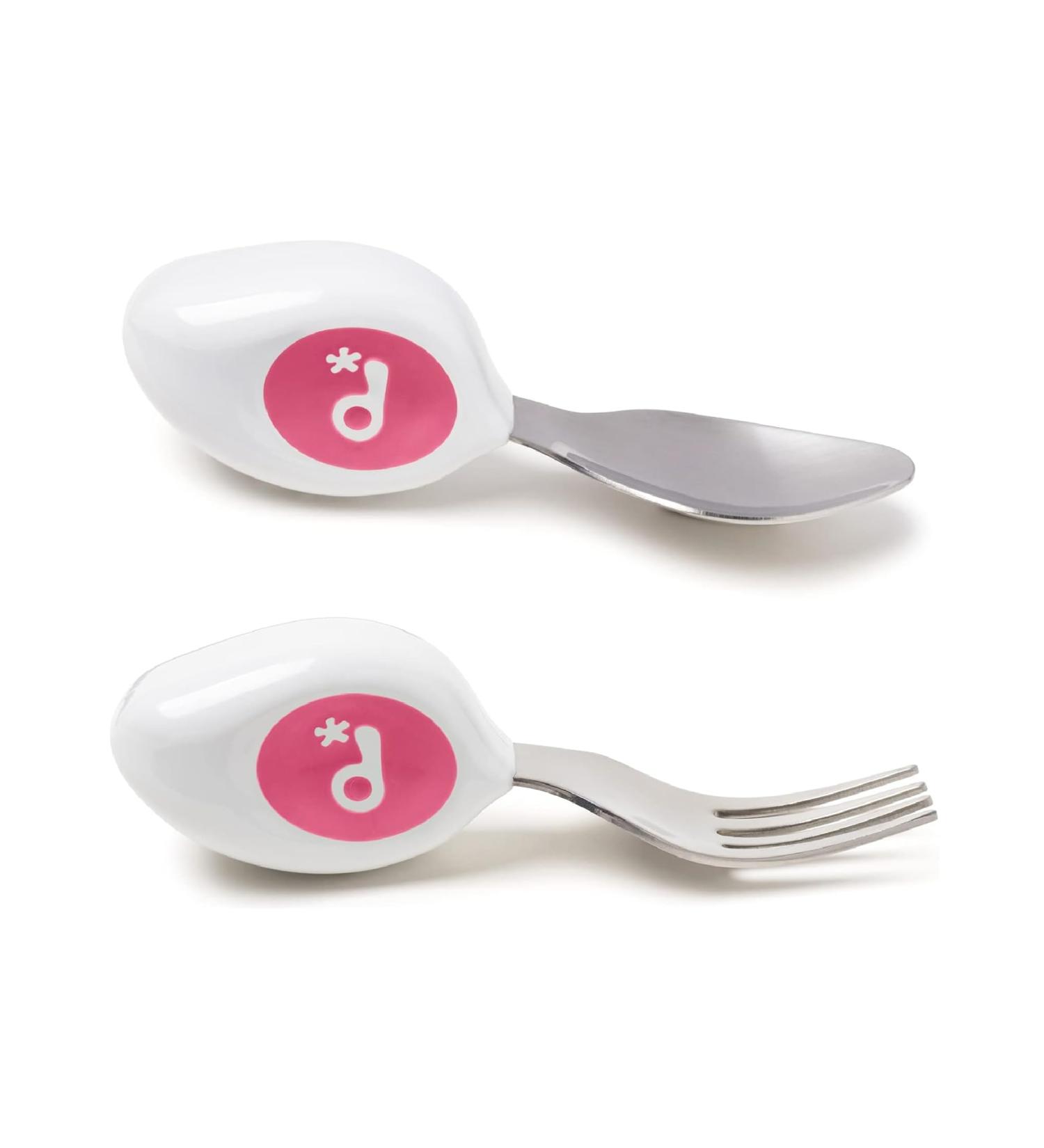 Doddl Toddler Cutlery Set - Self Feeding Spoon and Fork (Magenta) | 12months - Buy Online on SooperMarket.com