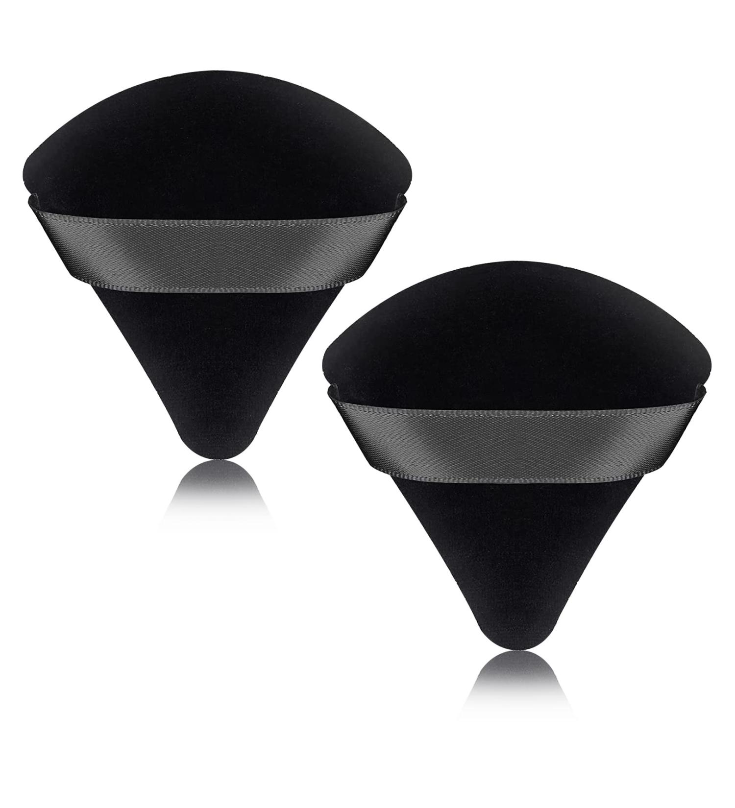 2 Pcs Powder Puff Face Triangle Make Up Sponges Soft Reusable Triangle Sponges with Strap for Loose Body Eyes Cosmetic Foundation Wet Dry Beauty Makeup Tool Puffs Setting Cushion Large Soft Black black 1 - Buy Online on SooperMarket.com
