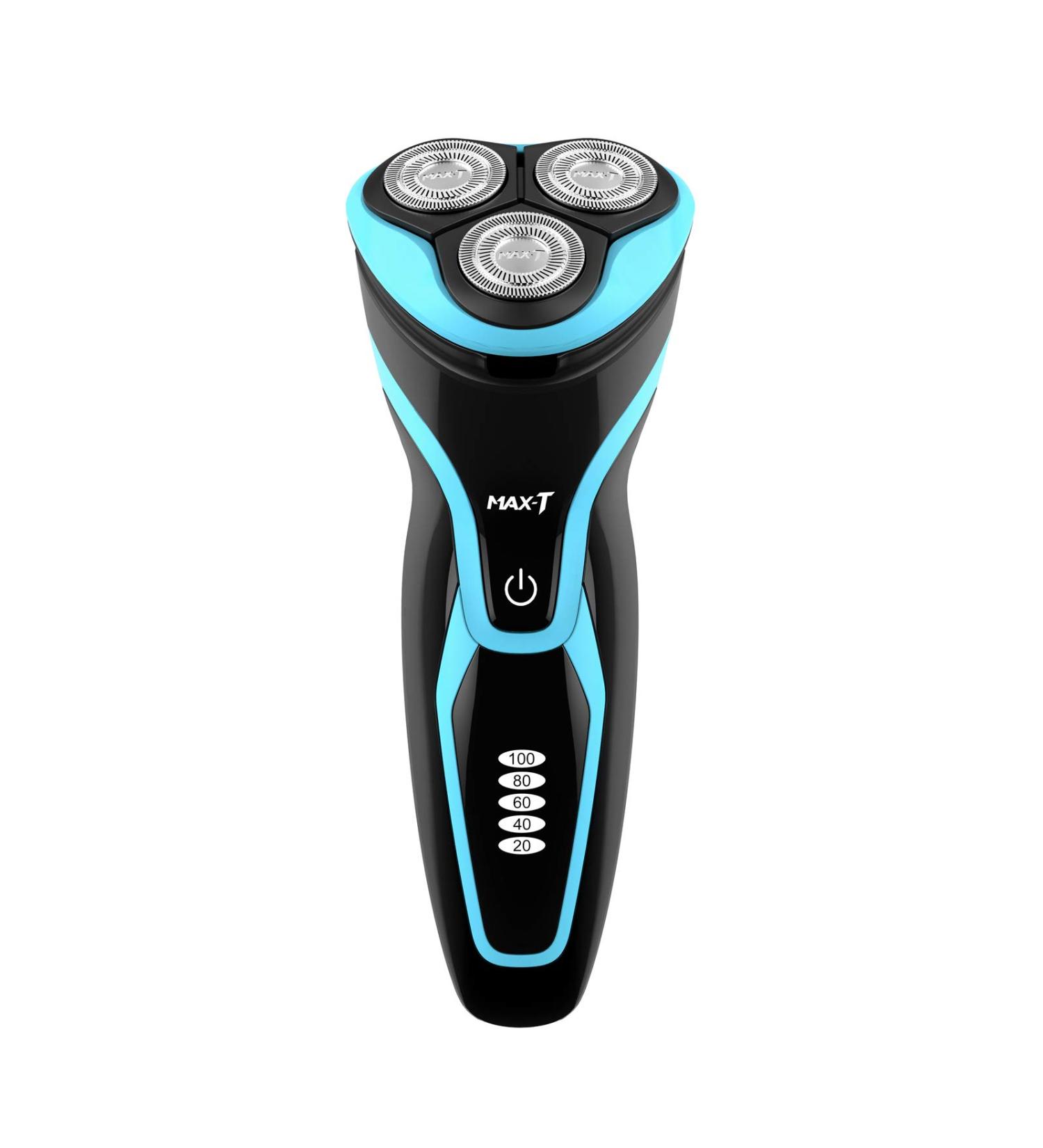 MAX-T Electric Razor for Men - Corded/Cordless Rotary Shaver with Pop Up Trimmer, IPX7 Waterproof, Wet/Dry, Wall Adapter Included - Blue - Buy Online on SooperMarket.com