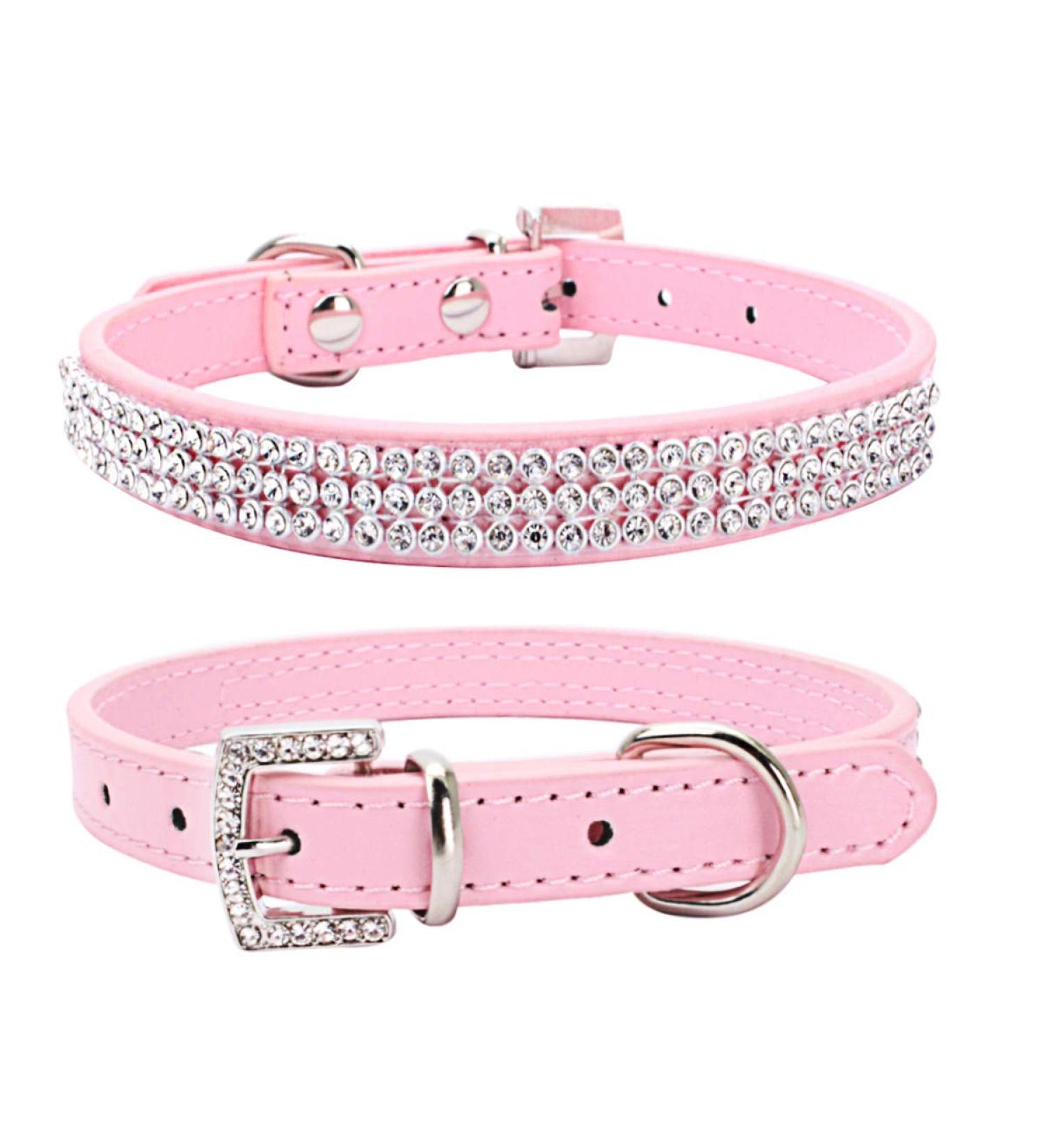 THAIN Rhinestone Dog Cat Collar - Bling Diamond Crown Decoration - Pink - XS (8-10) - Small Medium Large Dogs - Buy Online on SooperMarket.com