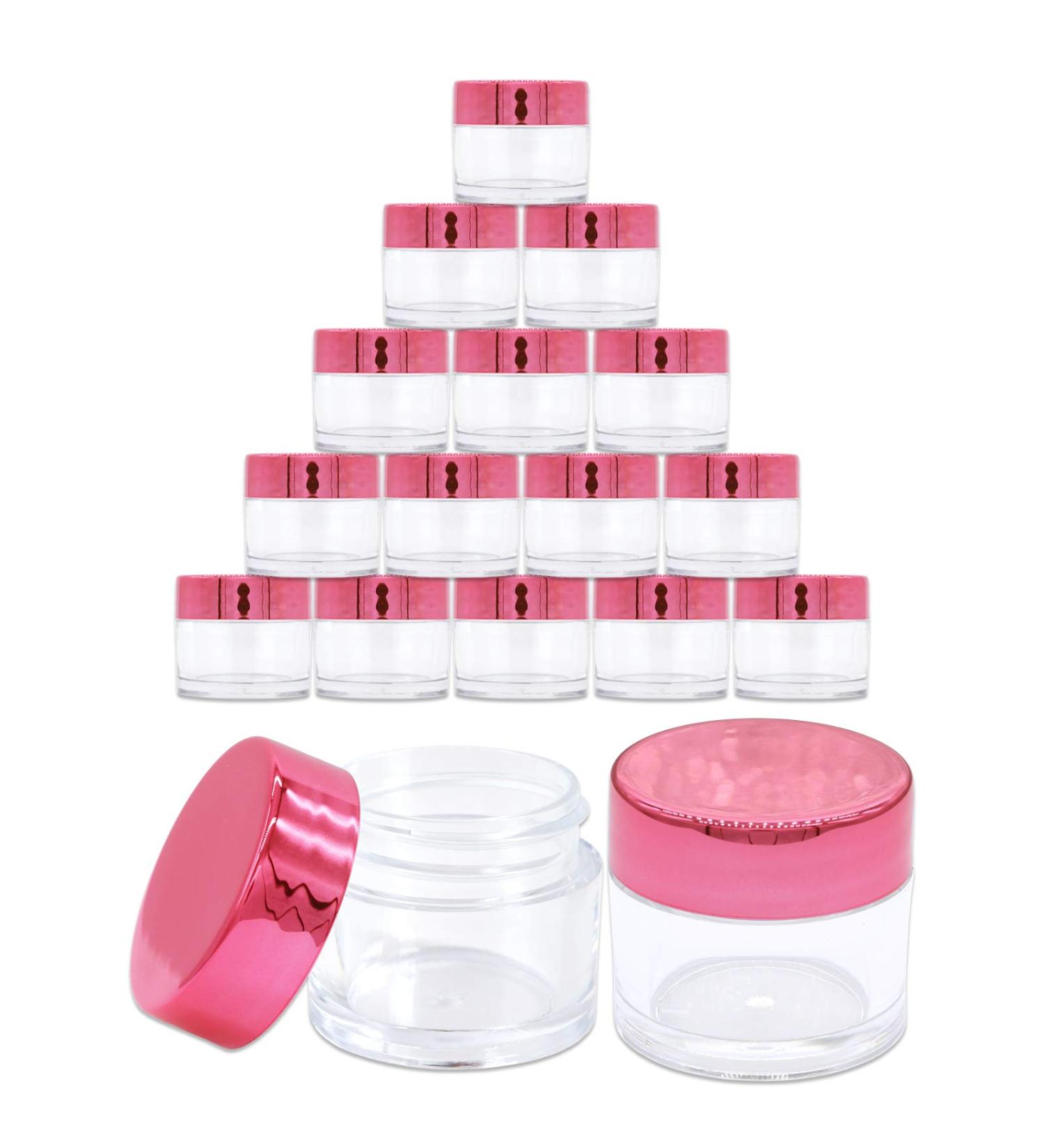 Beauticom 7g Thick Wall Clear Acrylic Jars - Leak Proof for Cosmetics & Beauty | 72 Pieces with Metallic Rose Pink Gold Lids - Buy Online on SooperMarket.com
