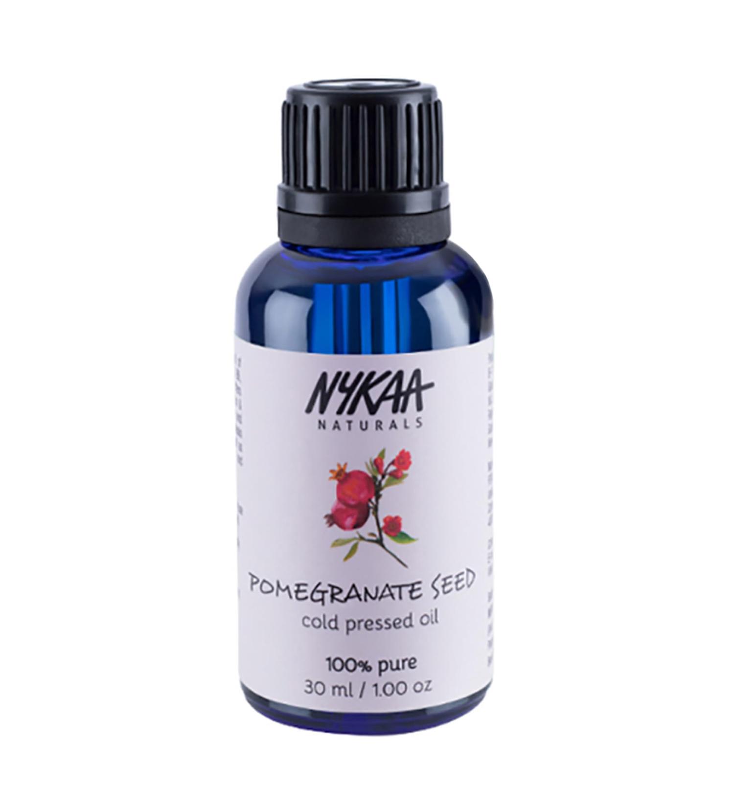 Nykaa Naturals 100% Pure Cold Pressed Pomegranate Seed Oil - Face & Body Oil for Improved Skin Texture Hair Oil for Damaged Hair (1.01 oz) - Shop Internationally - Buy Online on SooperMarket.com