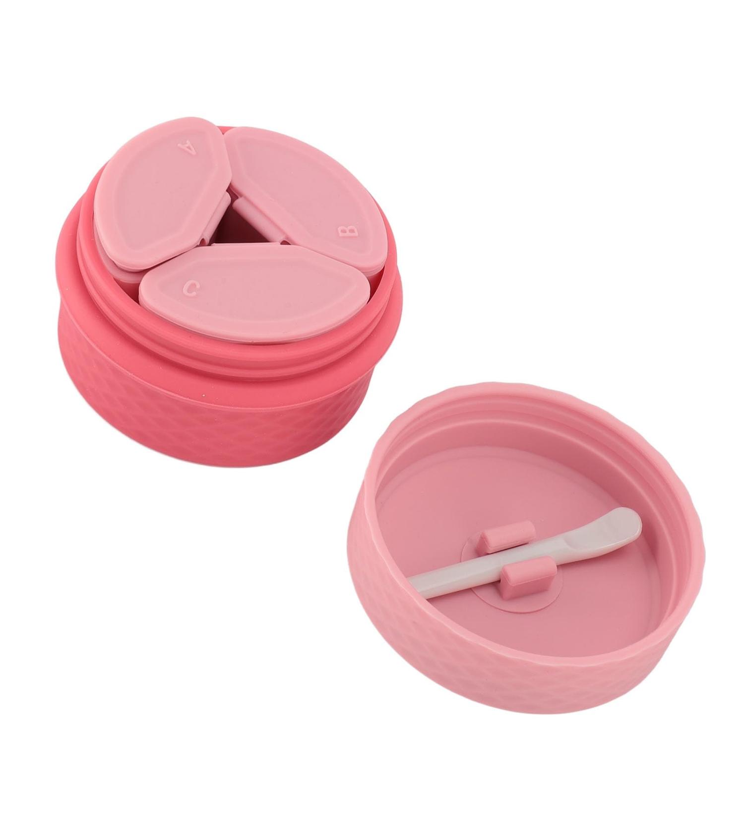 Silicone Cream Jars with Spoon Travel Silicone Makeup Container Refillable Empty Trinkets Pills Portable Proof for Outdoor Use (Pink) - Buy Online on SooperMarket.com