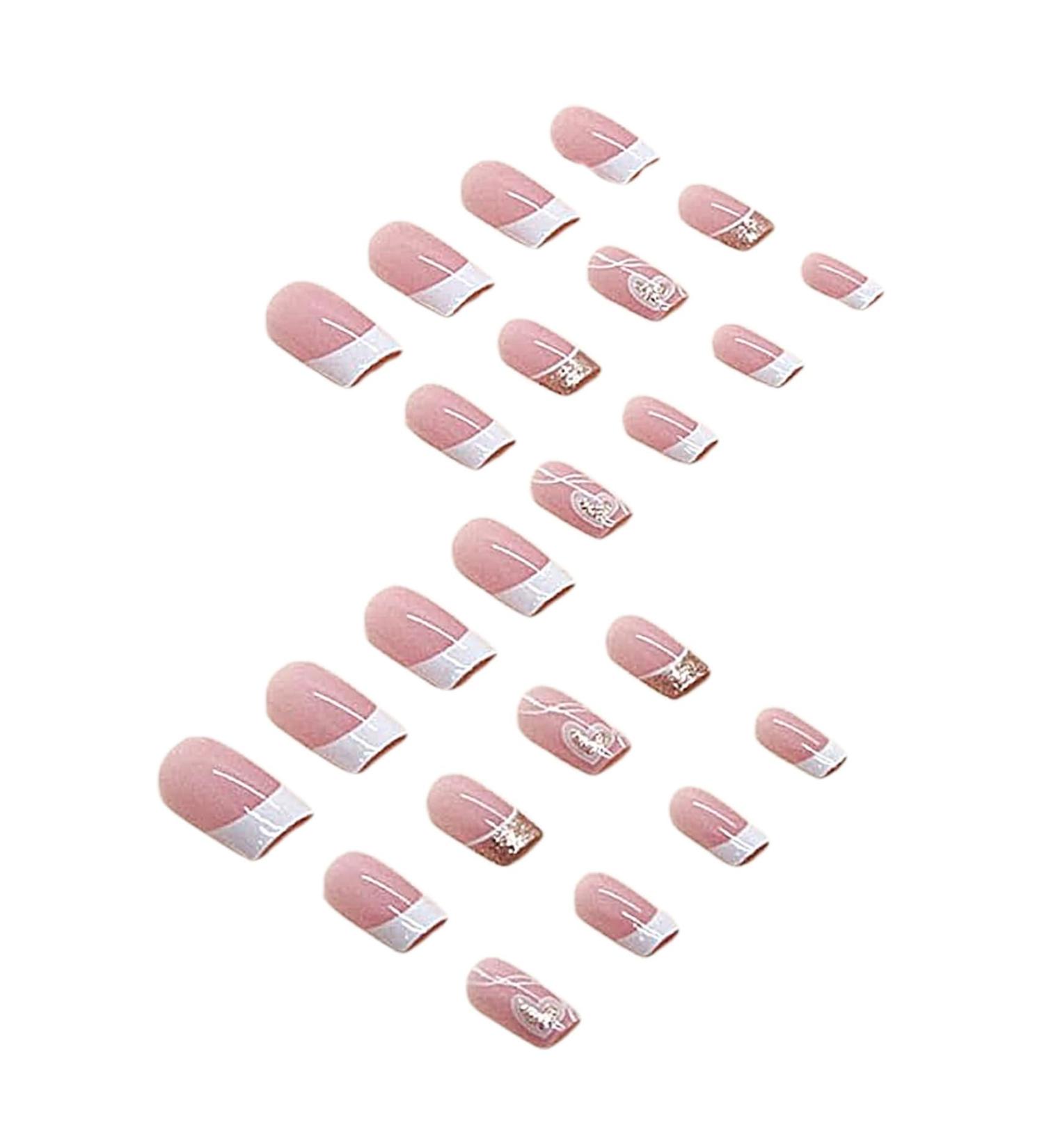 1 Set Press on Nails French Square Fake Nails Full Cover Short Press on Nails Reusable Short Nails Press on Cute Press on Nails Set for Women DIY Home Party - Buy Online on SooperMarket.com