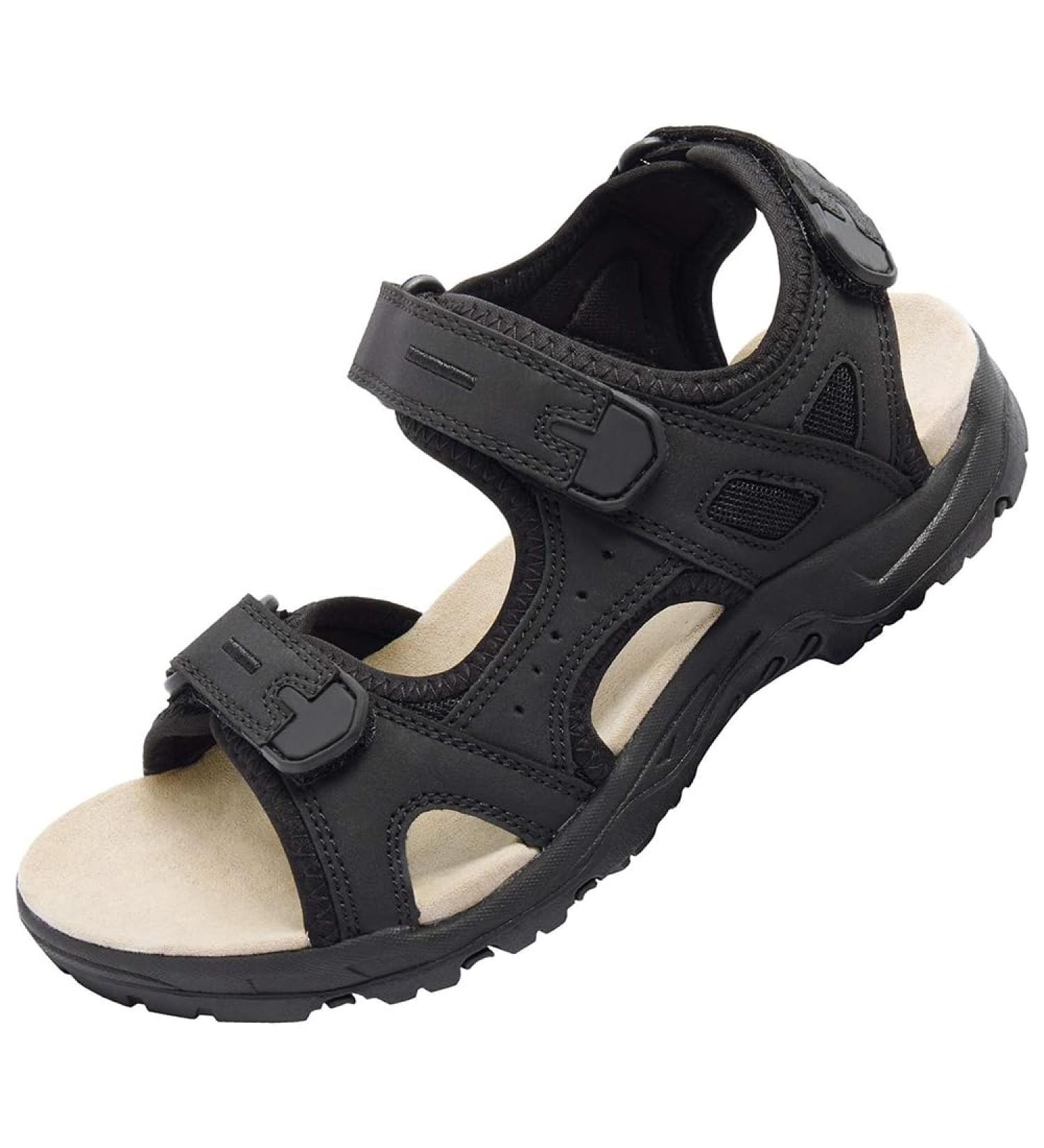 Outpro Women's Hiking Sandals - Comfortable Waterproof Sports Sandals with Foot Vault Support - Size 38 EU - Pure Black - Buy Online on SooperMarket.com