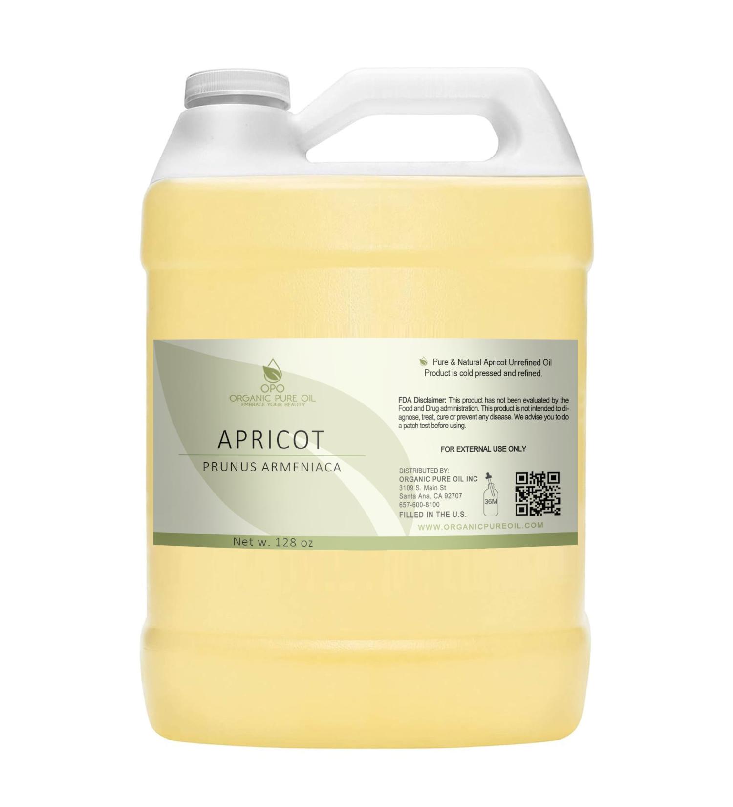 Apricot Kernel Oil - 100% Pure Organic Cold Pressed | 128 oz Therapeutic Grade A for Massage Skin Hair & Body Care - Buy Online on SooperMarket.com