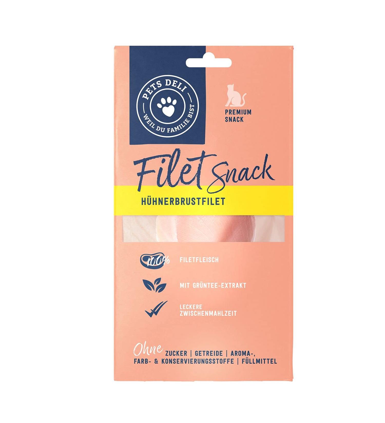 Pets Deli Chicken Breast Fillet Snacks for Cats - Sugar & Gluten-Free Green Tea Treats - 12 x 25g Pack - Buy Online on SooperMarket.com
