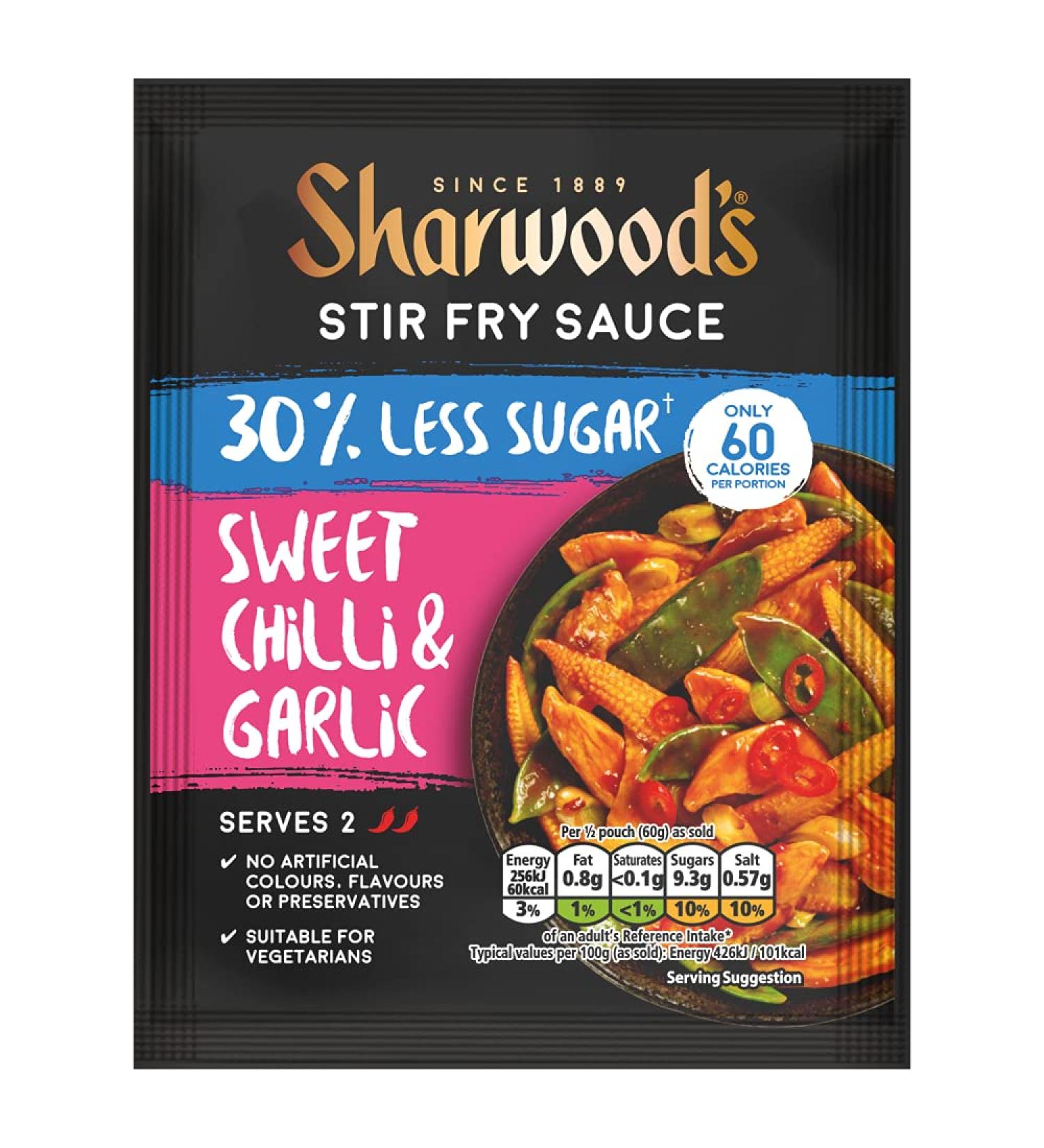 Sharwood'S Stir Fry Sauce 30% Less Suger Sweet Chilli & Garlic 120g