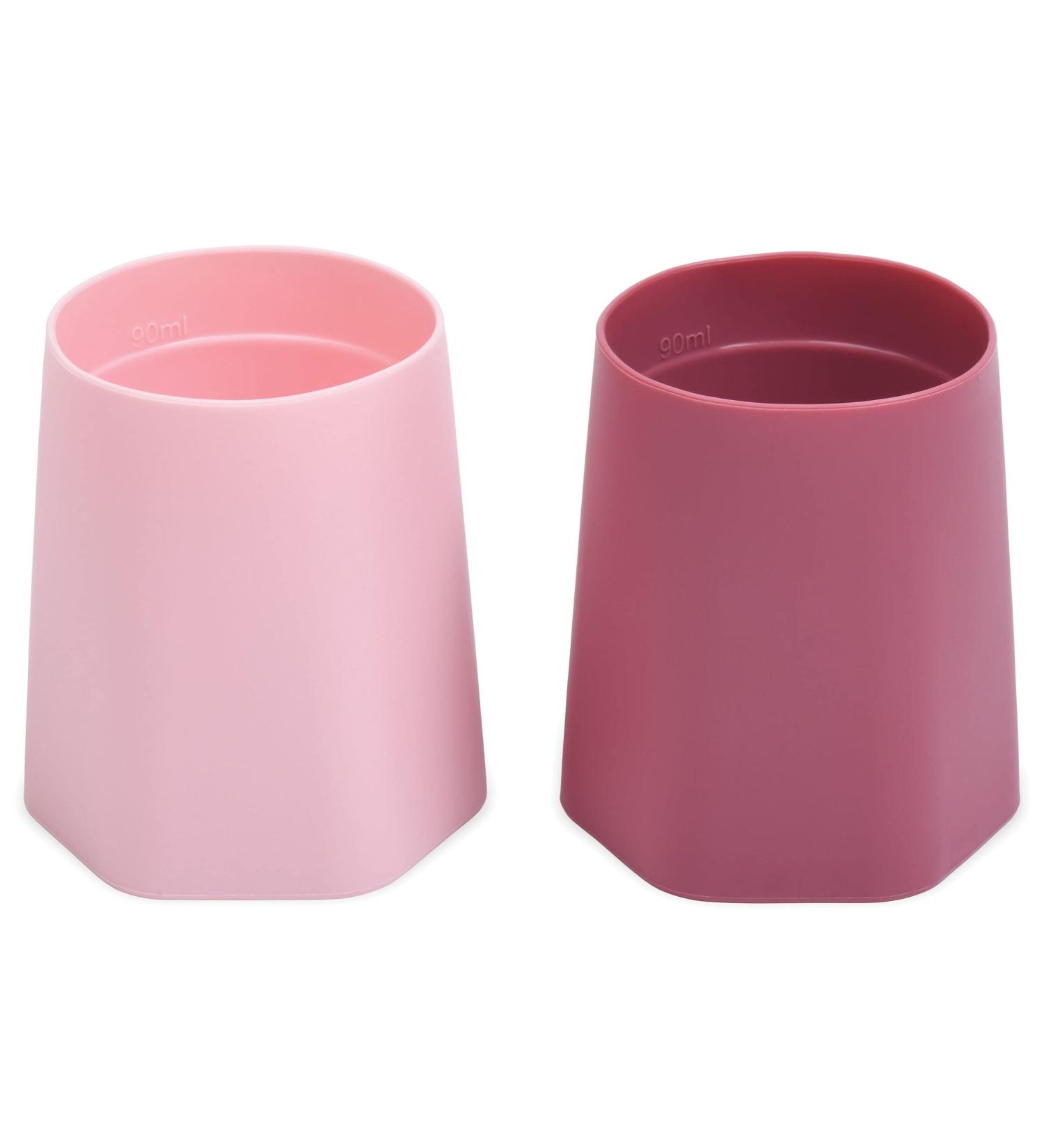 Tiny Twinkle Training Cup 2 Pack - Silicone Cups for Baby Led Weaning - Soft Open Cup for Independent Drinking (Pink Burgundy) - Buy Online on SooperMarket.com