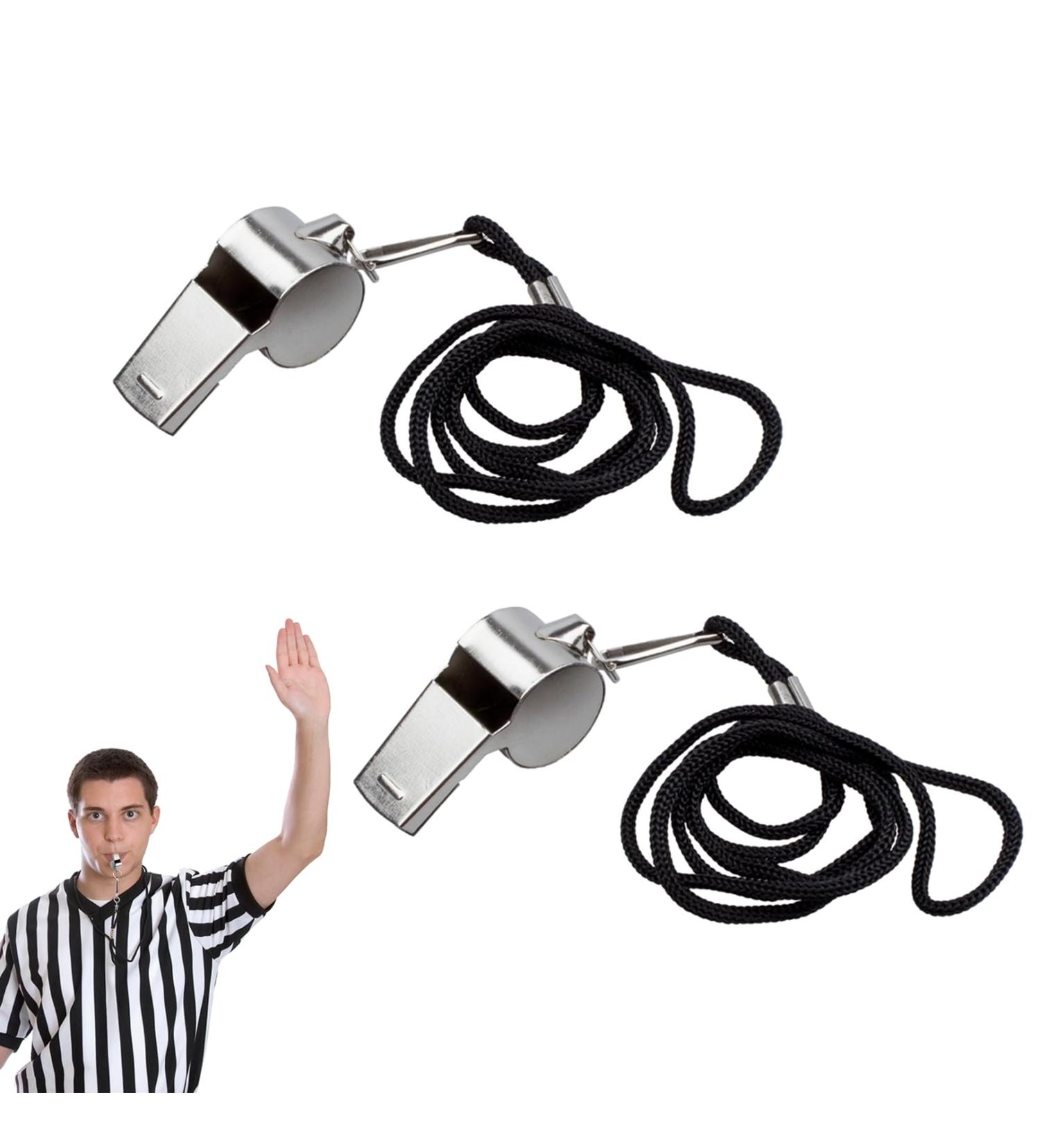 Syqzmya Stainless Steel Whistle Set - 2-Piece Referee Whistle with Lanyard for Coaches & Sports | Clear Sound Signal Pipe for Football & School Sports - Buy Online on SooperMarket.com