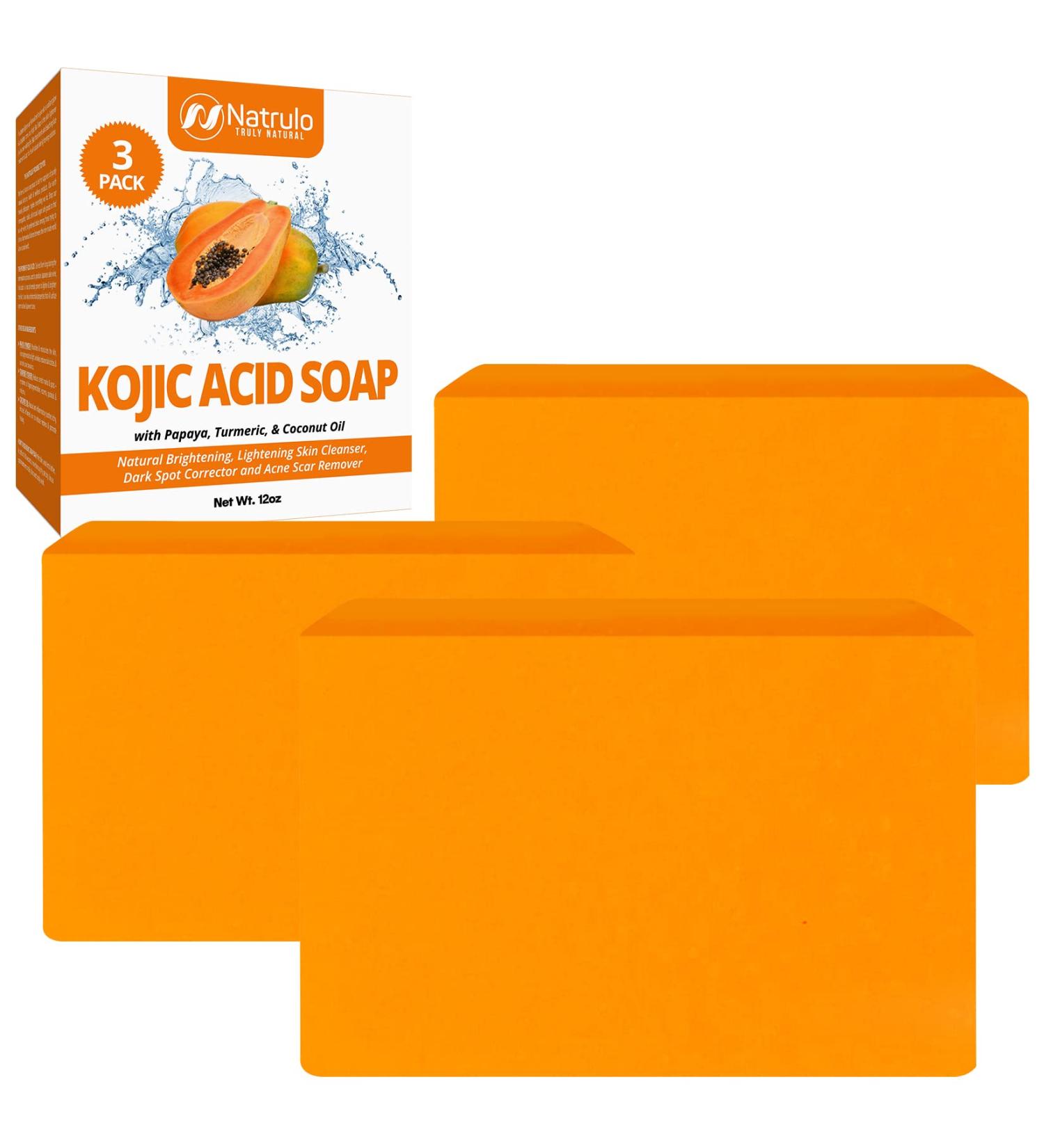 Kojic Acid & Turmeric Soap Bar for Face & Body - Even Tone, Bright Complexion - Made in USA (4 oz x 3) - Buy Online on SooperMarket.com