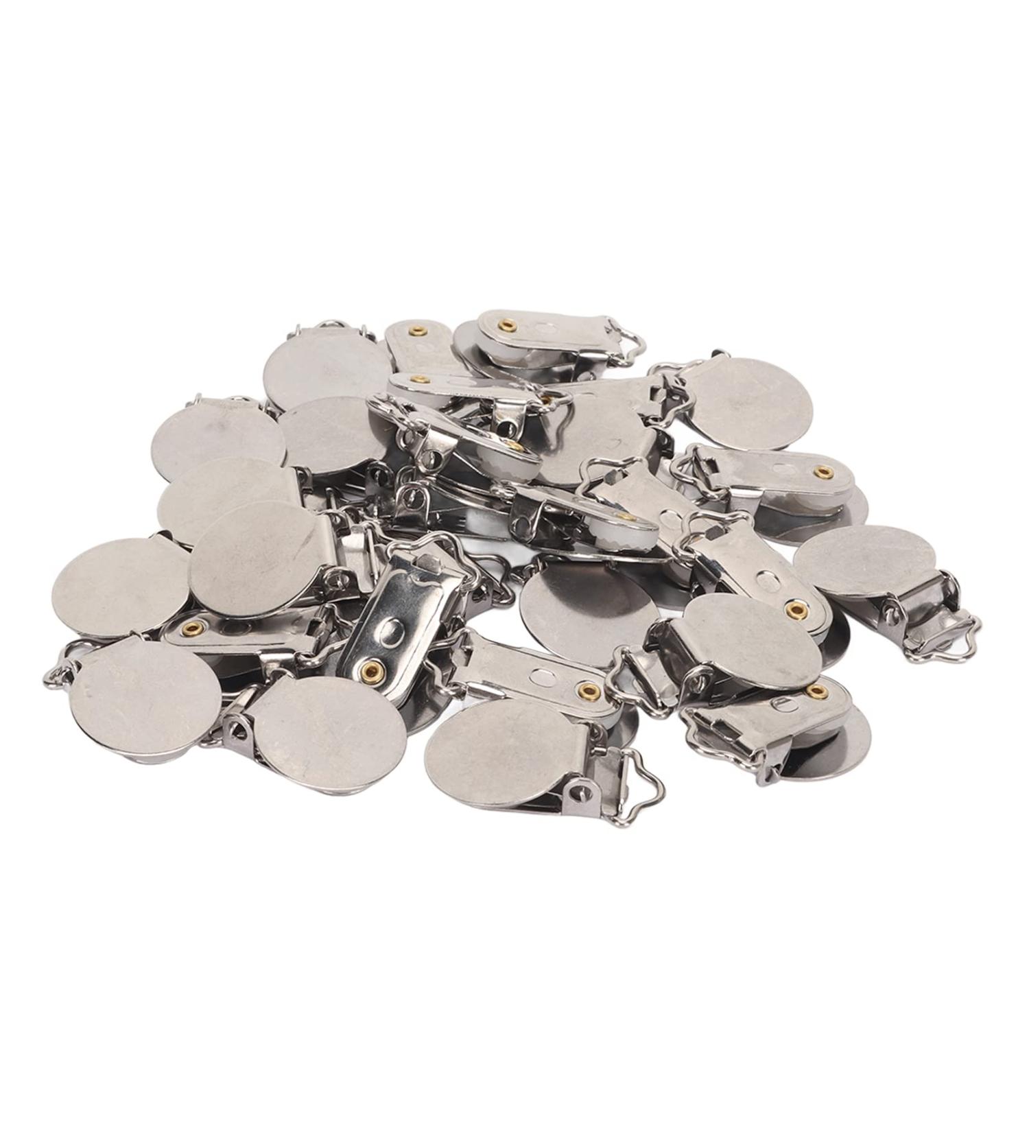 30pcs Metal Pacifier Clips | Round Stainless Steel Clips for Toddlers | Baby Pacifier Suspender Clips for Teething - Buy Online on SooperMarket.com