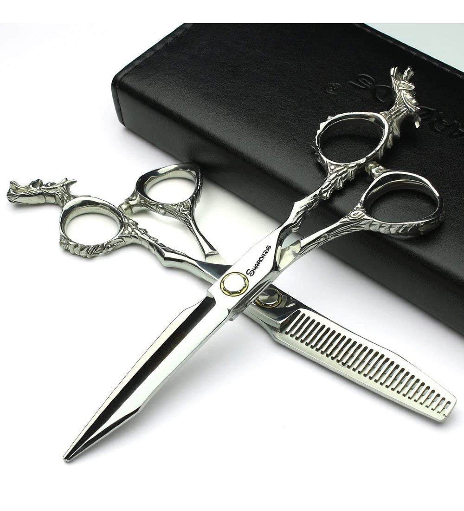 6/7 inch professional hair clipper set with stainless steel sharp scissors easy to trim suitable for barbers hair salons and more. (6 inch-2pc-A) - Buy Online on SooperMarket.com
