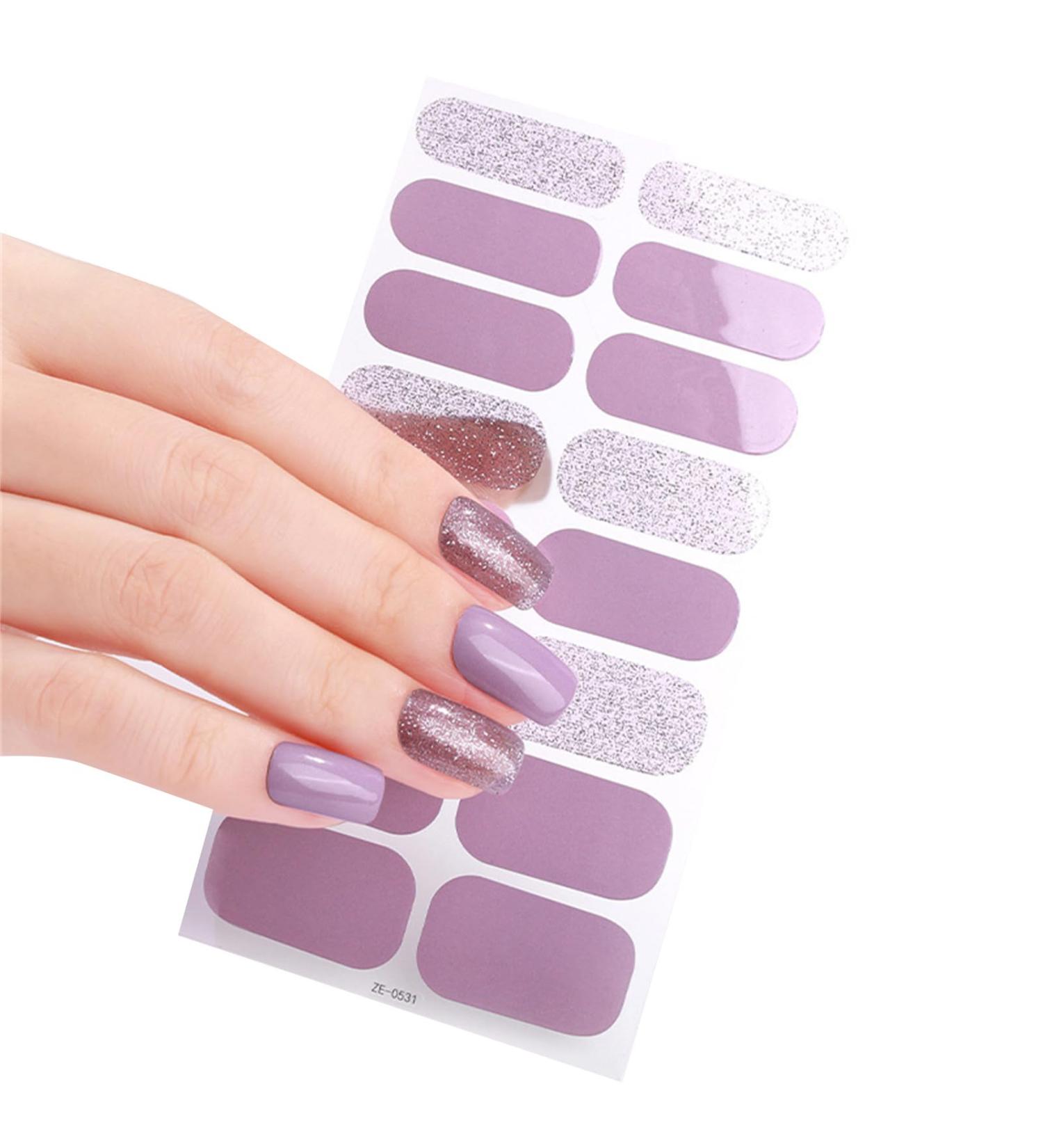 20 Pcs Semi Cured Gel Nail Strips With Soft Glossy Gel Finish Long Lasting Nail Wraps Glitter Gel Nail Stickers Convenient And Easy To Use Nail Sticker Ze0531 - Buy Online on SooperMarket.com