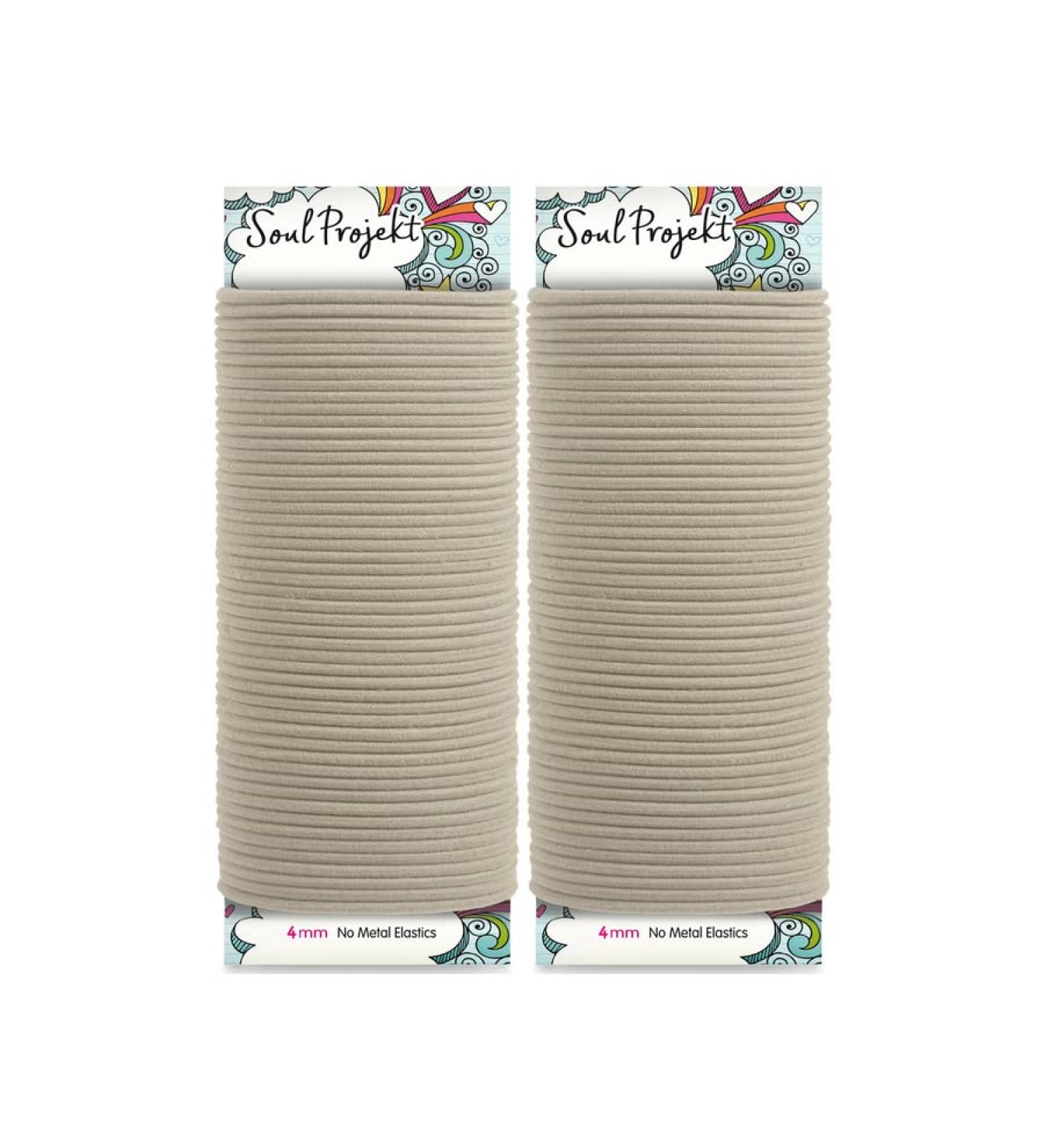 Soul Project Hair Ties - 100 No-Metal Elastic Bands for All Hair Types | Light Blonde 4mm - Perfect for Ponytails Braids & Gym - Buy Online on SooperMarket.com