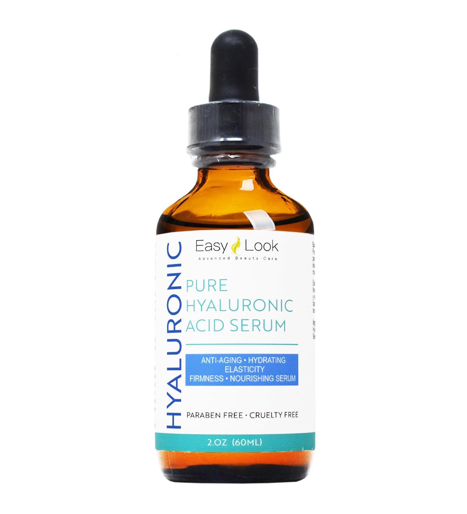 Pure Hyaluronic Acid Serum - Anti-Aging for Face Reduces Fine Lines Dark Spots & Hydrates Dry Skin - 2 oz - Buy Online on SooperMarket.com