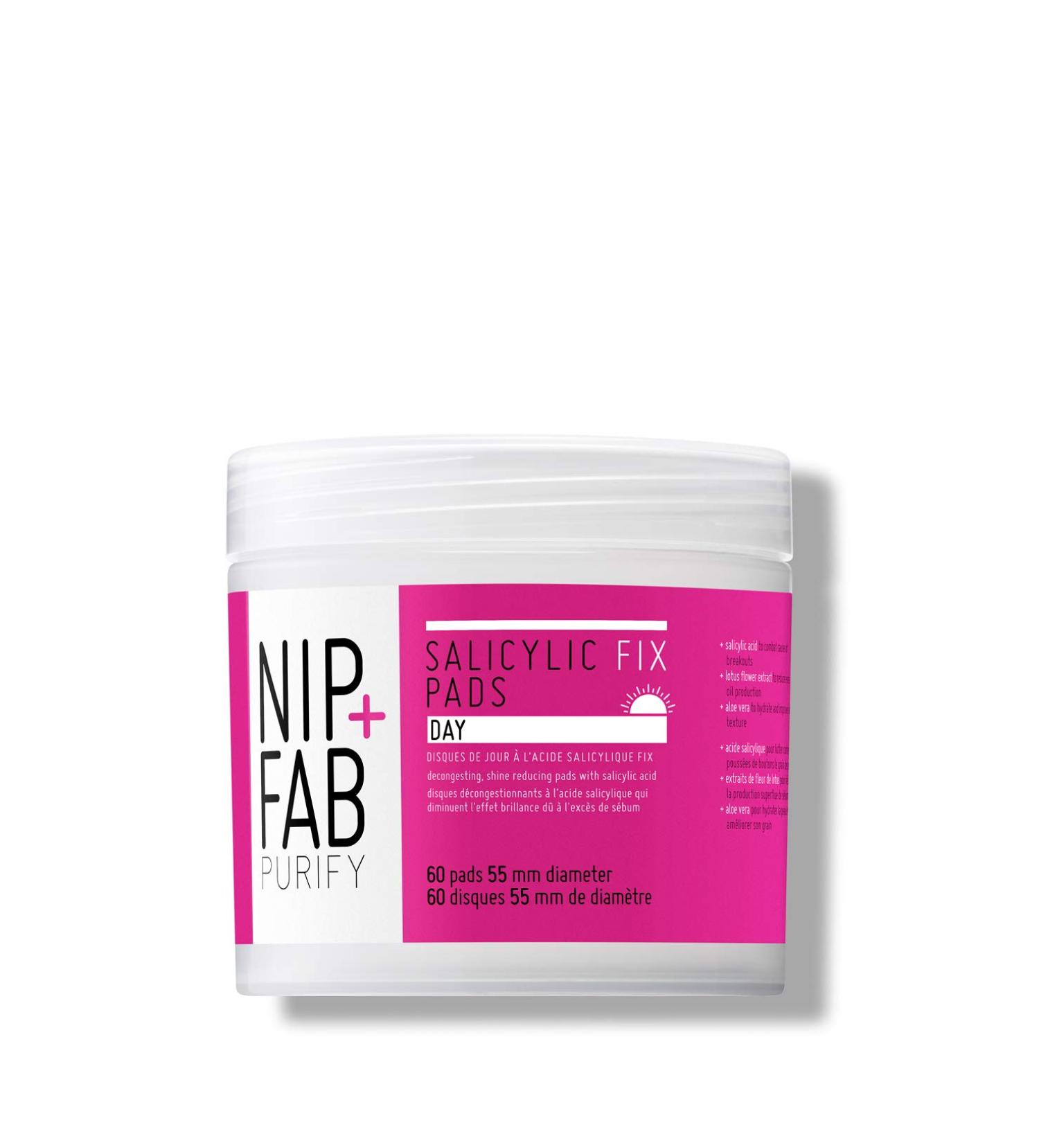 Nip + Fab Salicylic Acid Fix Day Pads for Face with Aloe Vera - Exfoliating BHA Pads for Skin Hydration, Acne, and Pore Refinement - 60 Pads - 2.7 oz - Buy Online on SooperMarket.com