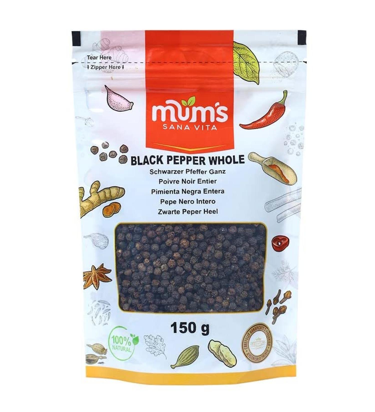 Mum's Premium Black Pepper Whole Peppercorn 150g - High-Quality Spice for Gourmet Cooking - Buy Online on SooperMarket.com