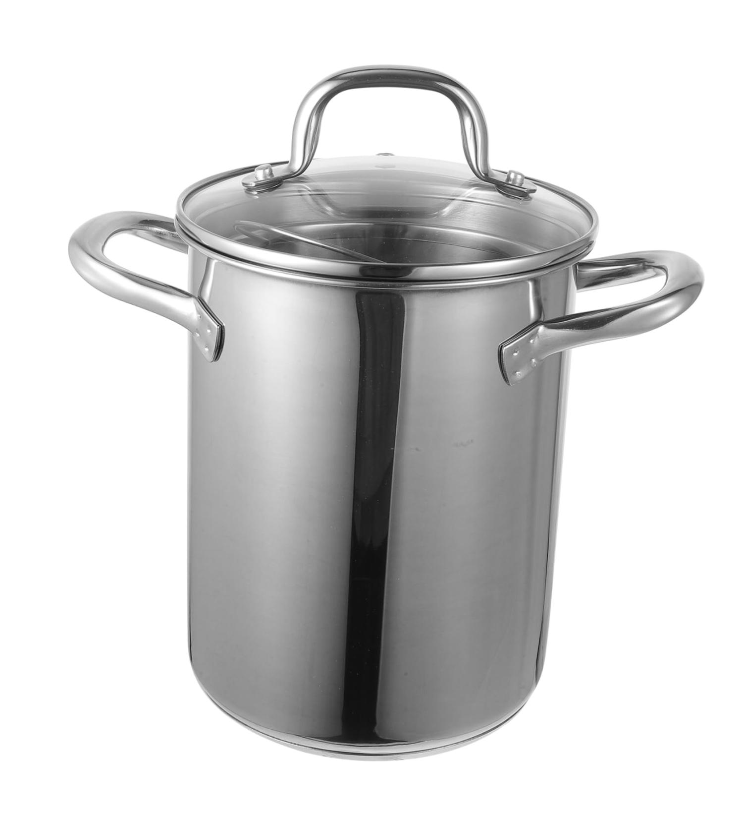 PRETYZOOM 1 Set Fry Pan Stock Pot with Strainer Basket Outdoor Chicken Fryer Fat Storage Can Mesh Steamer Basket Small Roasting Pan Deep Pan with Lid Stainless Steel Pot Soup Pot - Buy Online on SooperMarket.com