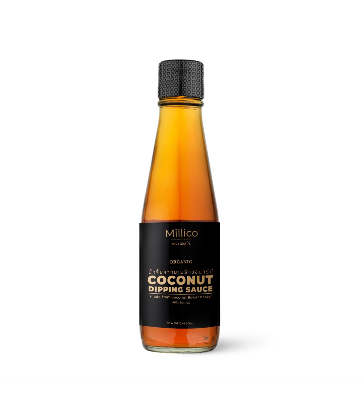 Millico Organic Coconut Dipping Sauce 200ml - Excellent for dipping stir-frying espacially for Thai Cuisine and startes soy free less sodium made from coconut flower nectar and sea salt - Buy Online on SooperMarket.com