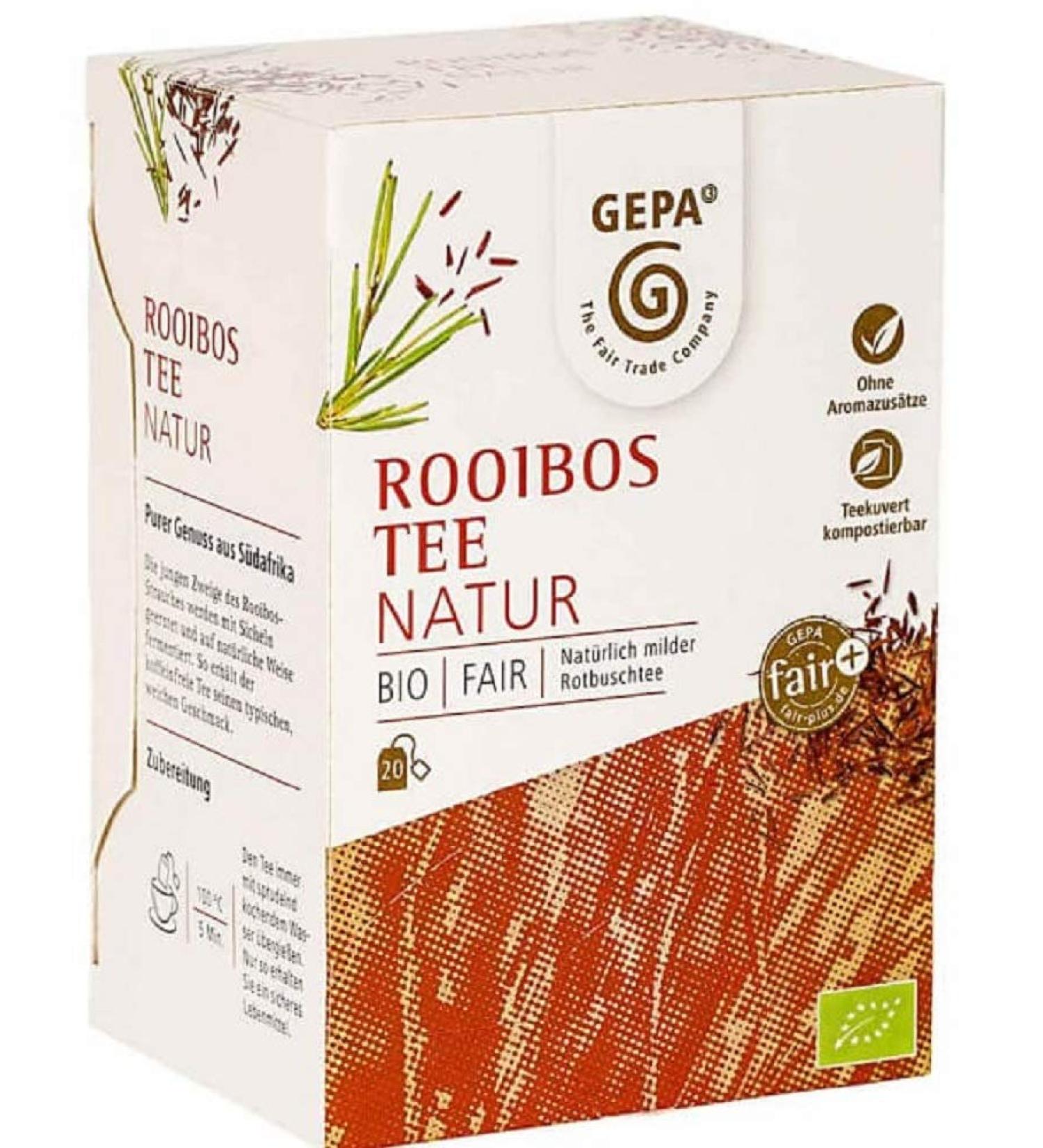 Gepa Organic Rooibos Tea - 100 tea bags - 5 pack (20 x 2g pPack)