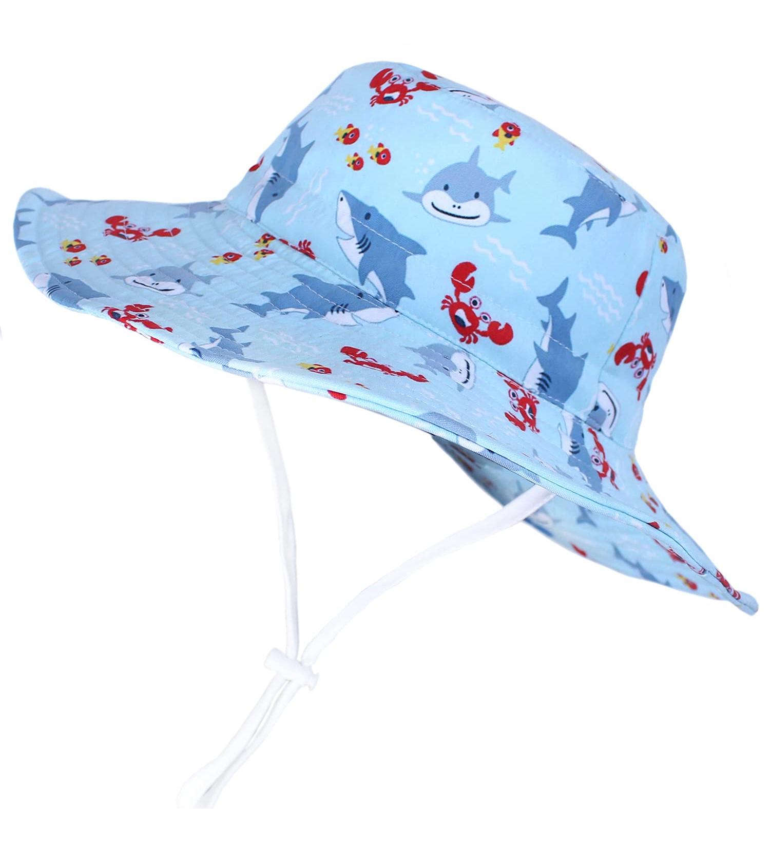 LANGZHEN Baby Girls Beach Sun Hat with Chin Strap - Light Blue, 6-12 Months - Buy Online on SooperMarket.com