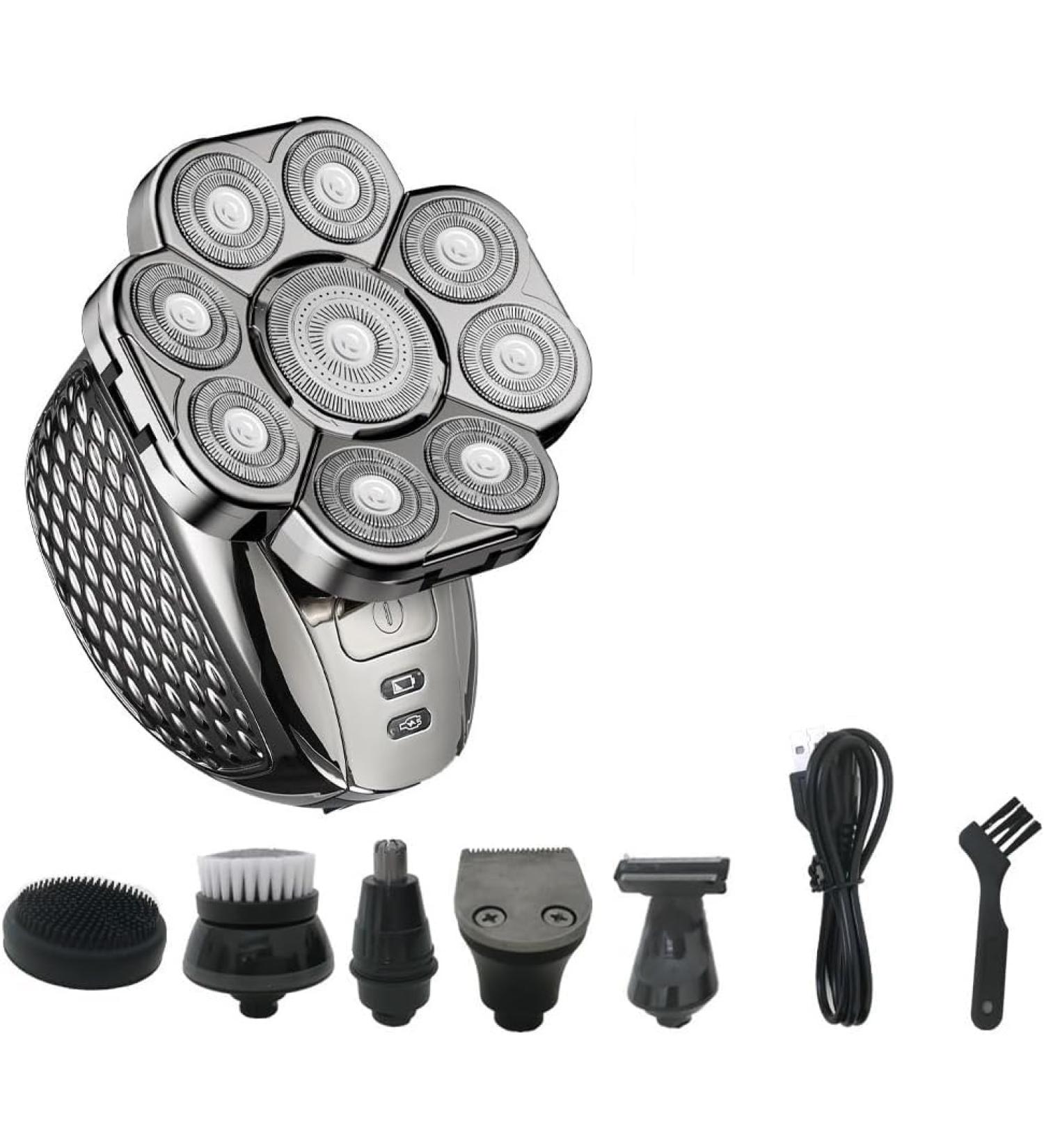 GeRRiT 6-in-1 Electric Shaver for Men | Bald Head Beard & Nose Hair Trimmer | 9 Blades Rechargeable Razor - Buy Online on SooperMarket.com