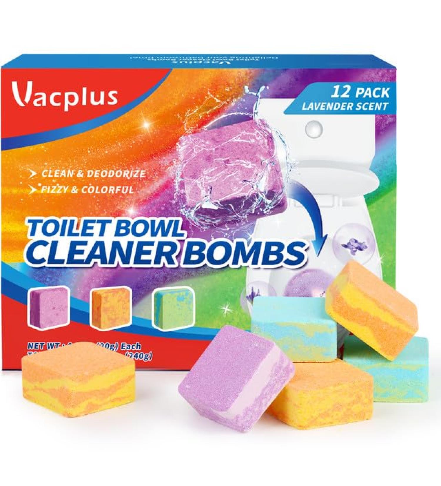 Vacplus Toilet Bowl Cleaners - Fizzy Lavender-Scented Cleaning Cubes | Natural Deodorizing 12 Pack for Sparkling Toilets - Buy Online on SooperMarket.com