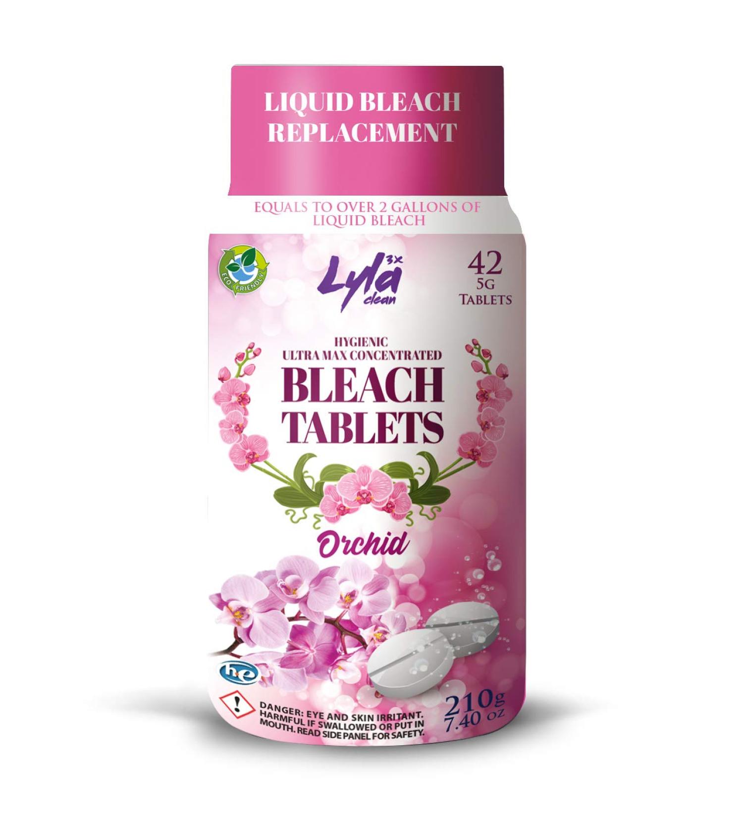 Ultra Max Concentrated Water Activated Bleach Tablets for Laundry and Cleaning. 42 Tablets 7.4 OZ Phosphate Free Replaces Liquid Bleach (Orchid)