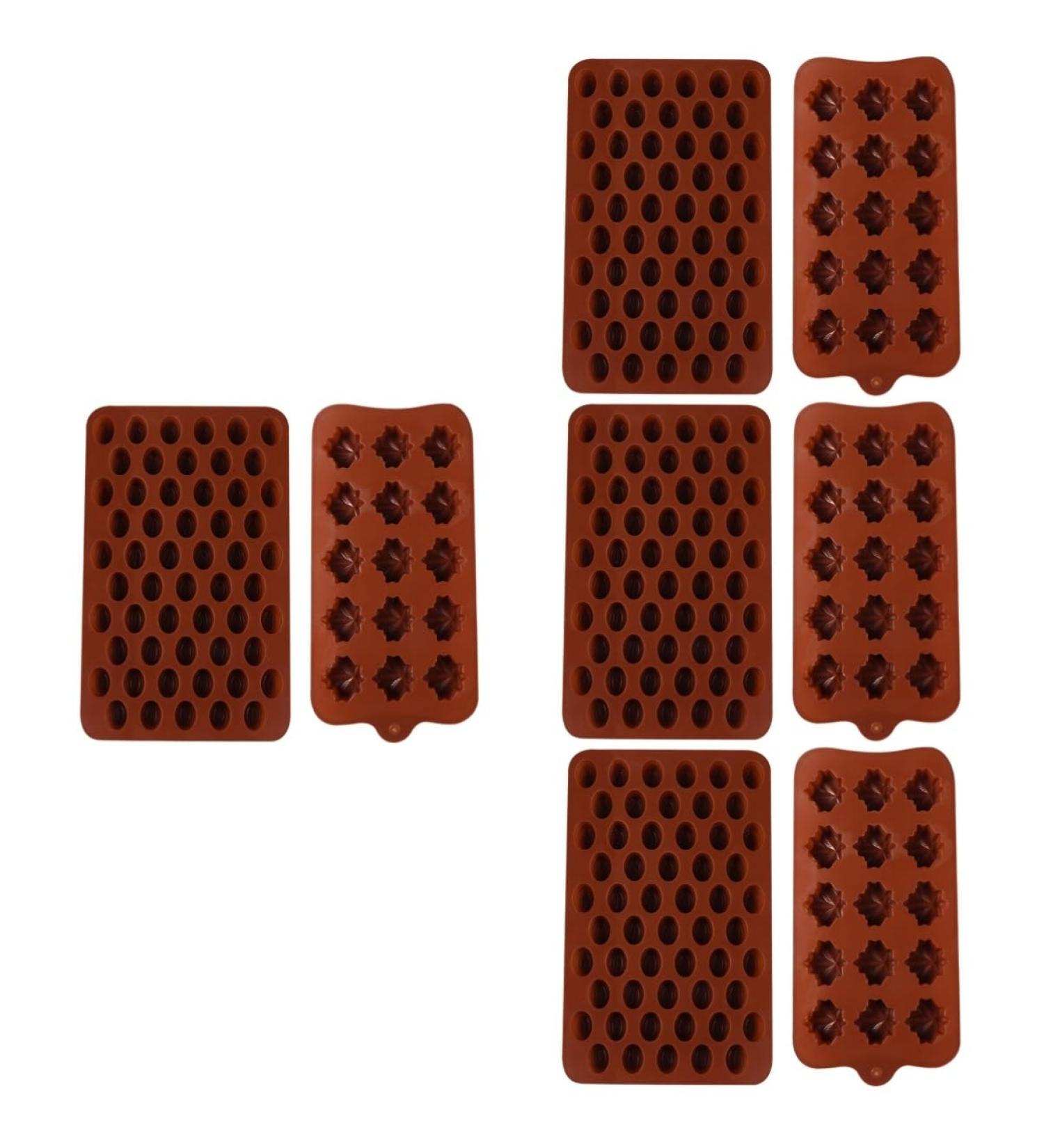HOMSFOU 8 Pcs Chocolate Mold Cookie Baking Candy Making Molds Maple Leaf Mold Silicone Chocolate Rose Chocolate Silicone Cookie Mini Semi Sphere Silicone Mold 3D Chewing Gum Spherical 18.5X11CMx4pcs Light Brown 1x4pcs - Buy Online on SooperMarket.com
