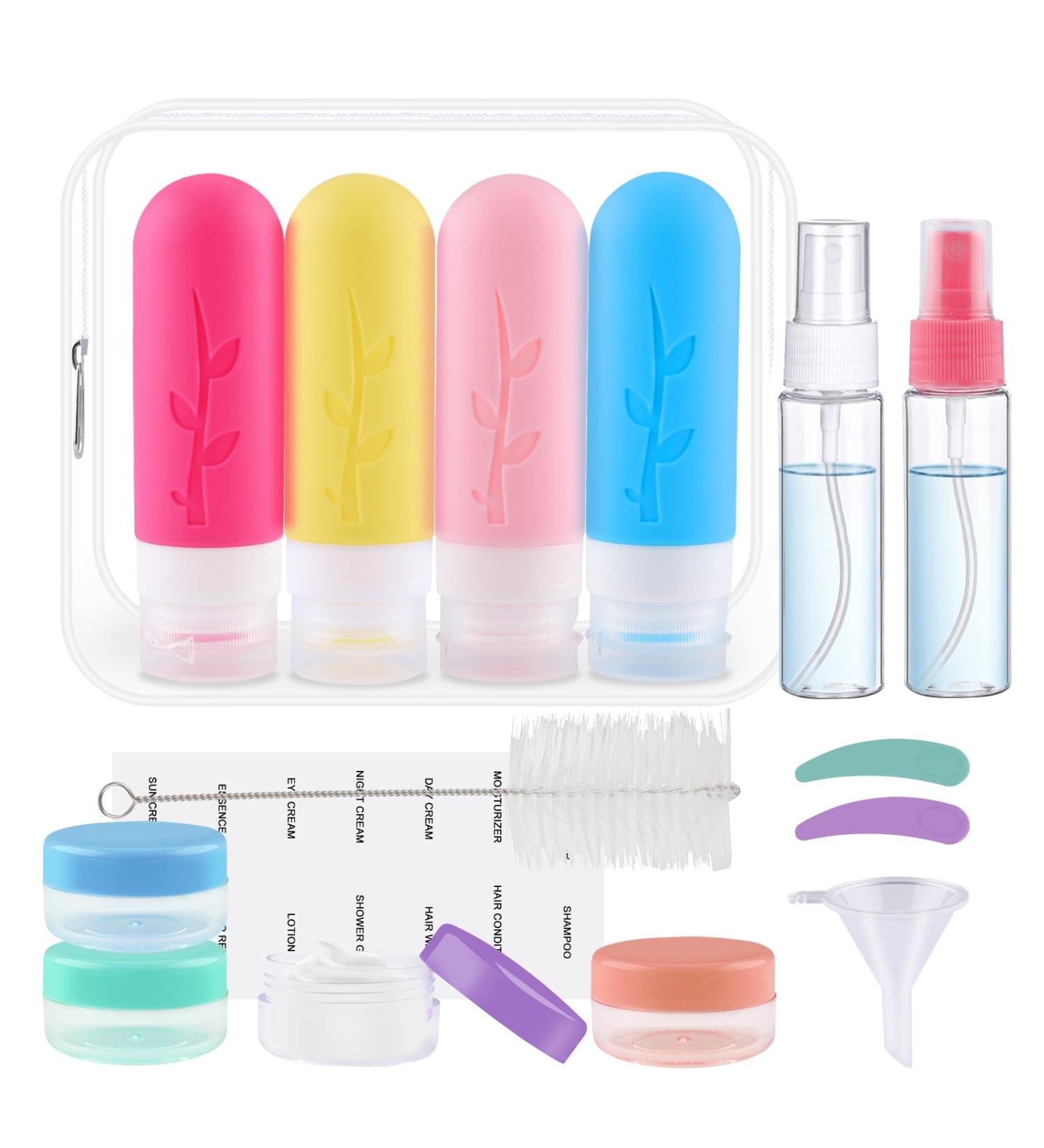 Vexillic 16-Piece Silicone Travel Bottles Set - 90ml BPA-Free Bottles for Shampoo Cream & Shower Gel - Perfect for International Travel - Buy Online on SooperMarket.com