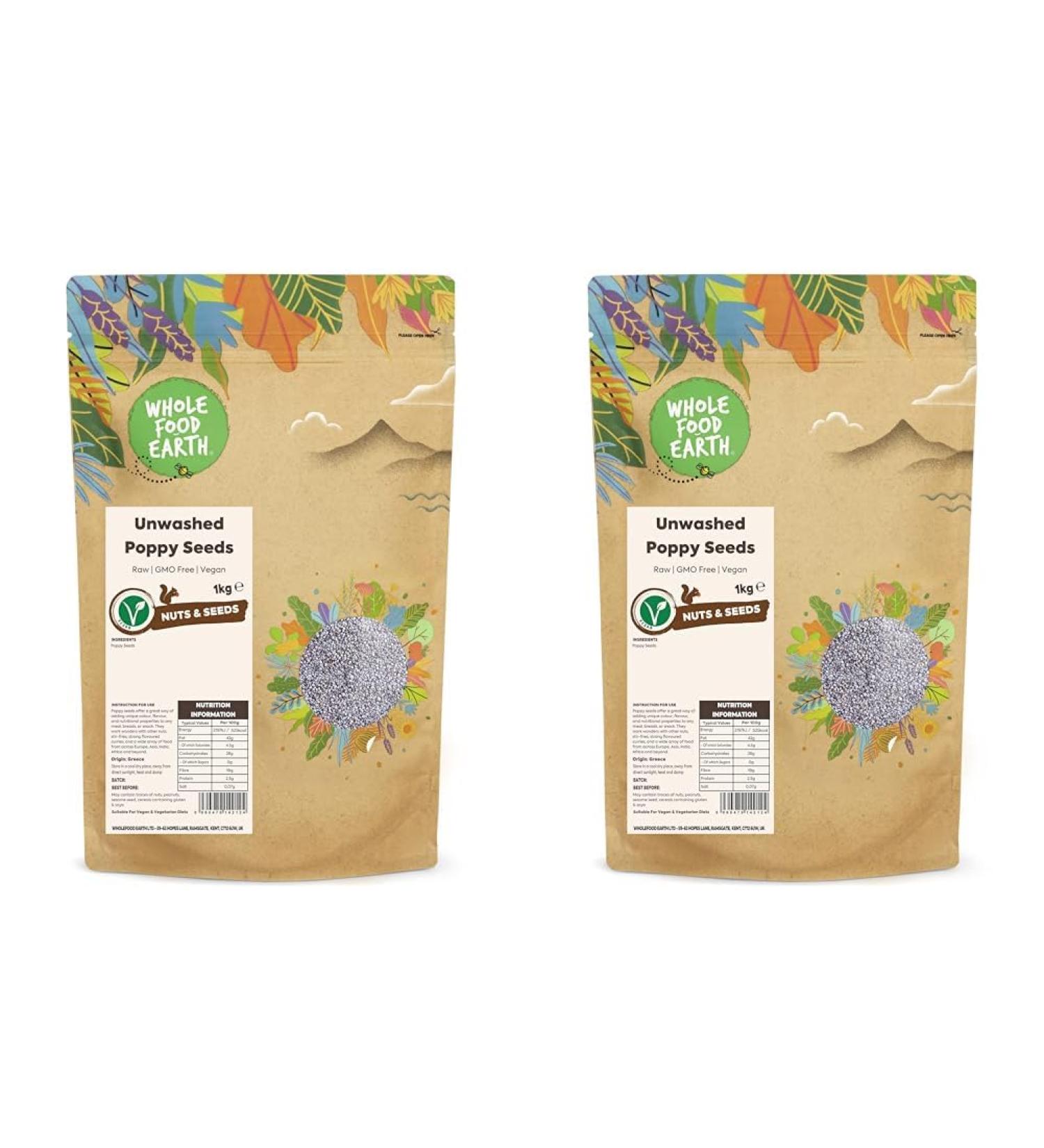 Wholefood Earth - Unwashed Poppy Seeds 1 kg (Pack of 2) Nutty 1kg (Pack of 2) - Buy Online on SooperMarket.com