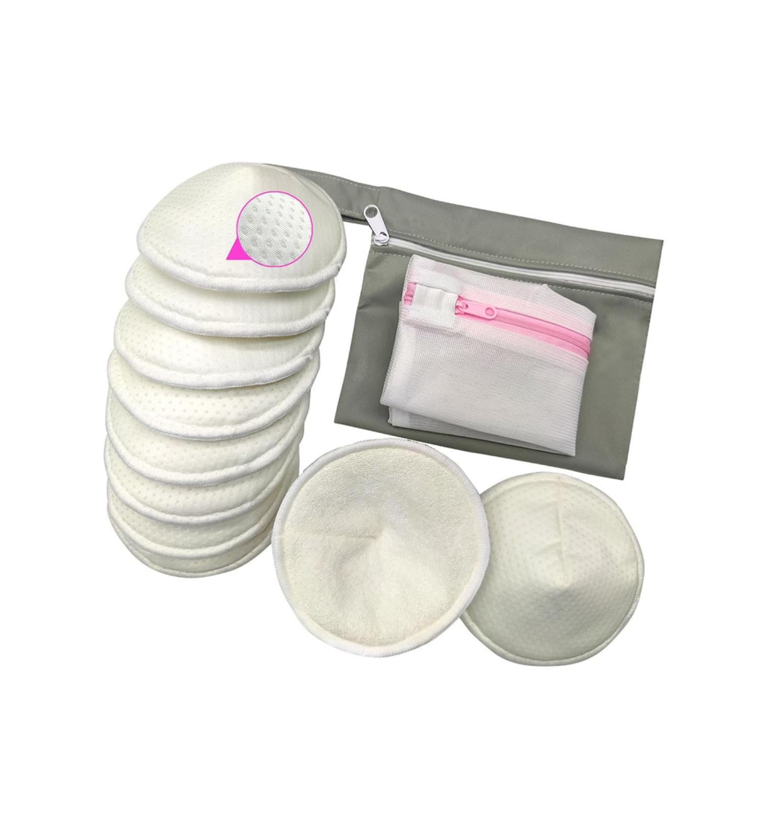 Organic Bamboo Nursing Pads | 10 Washable Ultra-Soft Leak-Proof Breastfeeding Pads | Comfortable & Breathable | Includes Wash Bag - Off White - Buy Online on SooperMarket.com