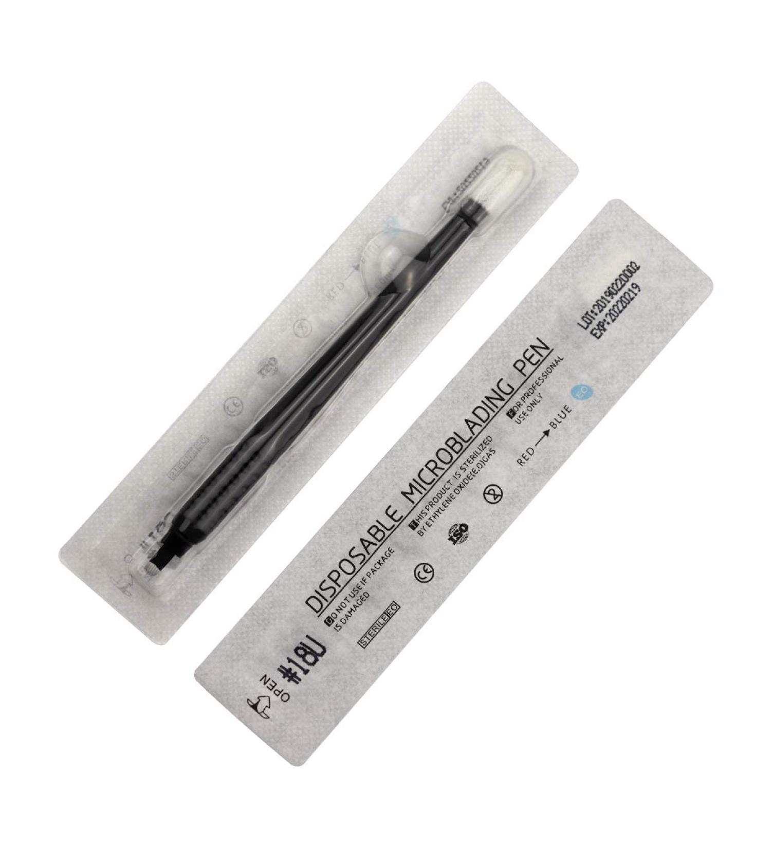 10pcs Disposable Microblading Manual Pen with 18 U Blades - Permanent Makeup 0.2MM Needles and Caps - Buy Online on SooperMarket.com