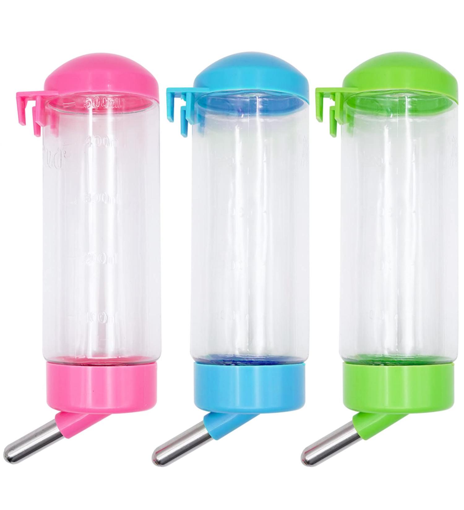 BREUAILY 3Pcs Animal Drinking Bottle 500ml Plastic Guinea Pig Water Bottle Non Drip Hanging Hamster Automatic Water Feeder for Rabbit Guinea Pig Gerbil Chinchillas (Random Color) - Buy Online on SooperMarket.com