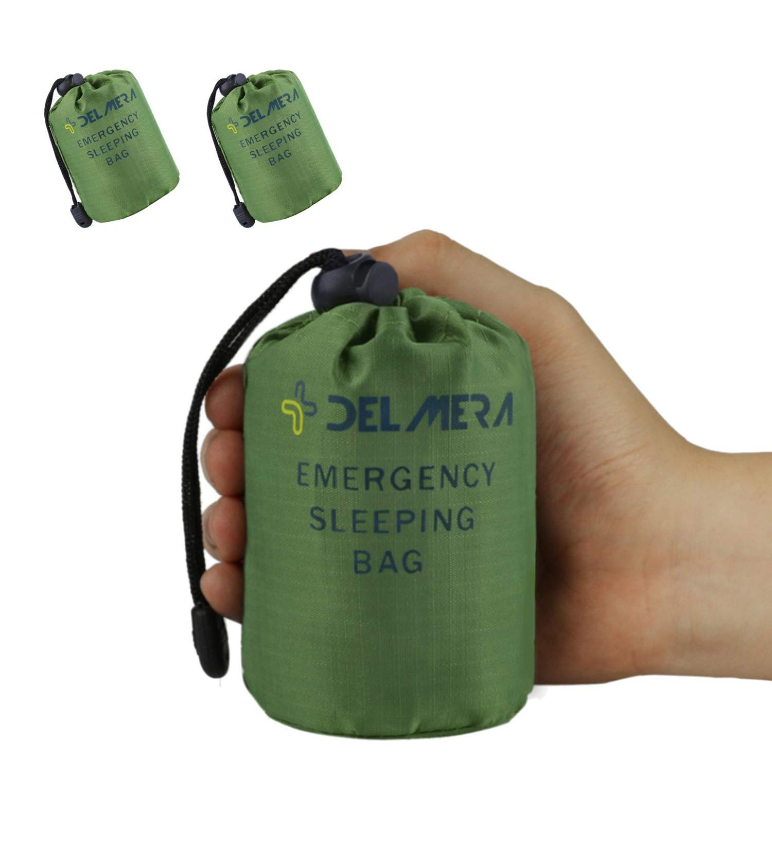 Delmera Emergency Sleeping Bag - Lightweight Waterproof Thermal Survival Gear for Outdoor Adventure - 2 Pack (Orange/Green) - Buy Online on SooperMarket.com