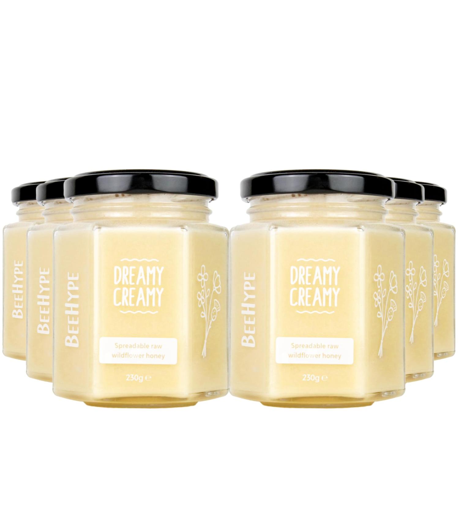 BeeHype - Dreamy Creamy 100% Pure Raw Natural Creamed Set Honey with Natural Enzymes Vitamins Minerals and Antioxidants 6 x 230g Dreamy Creamy Pack of 6 - Buy Online on SooperMarket.com