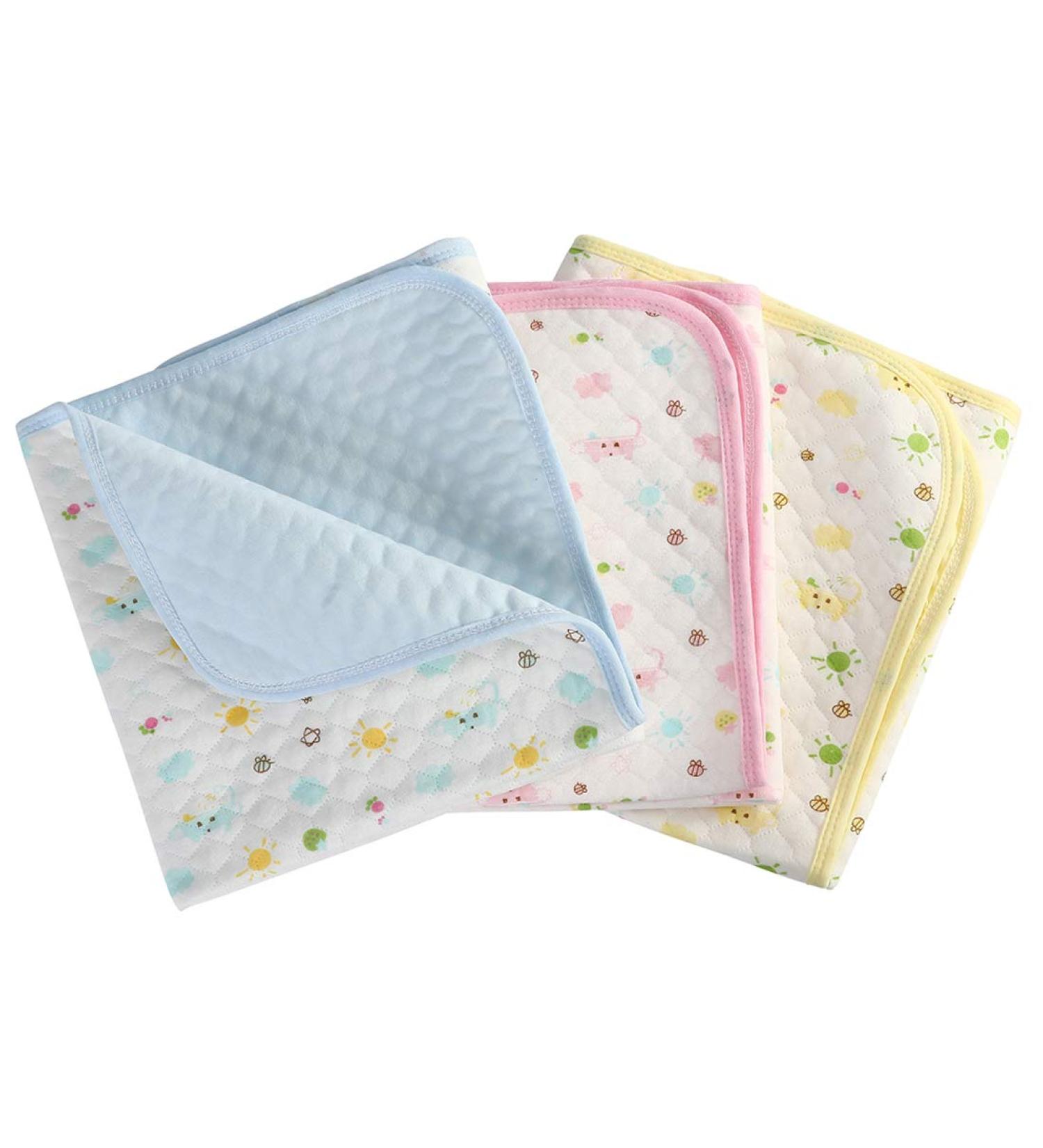 Eco-Friendly Baby Waterproof Mattress Pad - Breathable Reusable Cotton Cover (3 Pack XL 70x105 cm) in Pink/Blue/Yellow - Buy Online on SooperMarket.com