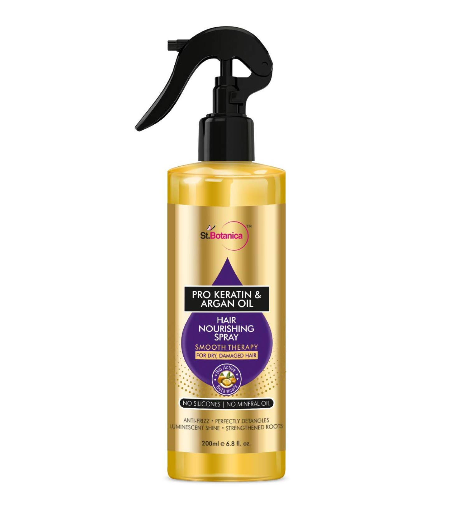 StBotanica Pro Keratin & Argan Oil Hair Spray - Nourishing Therapy for Dry Damaged Hair | 200ml - No Silicone No Mineral Oil | International Shipping Available - Buy Online on SooperMarket.com