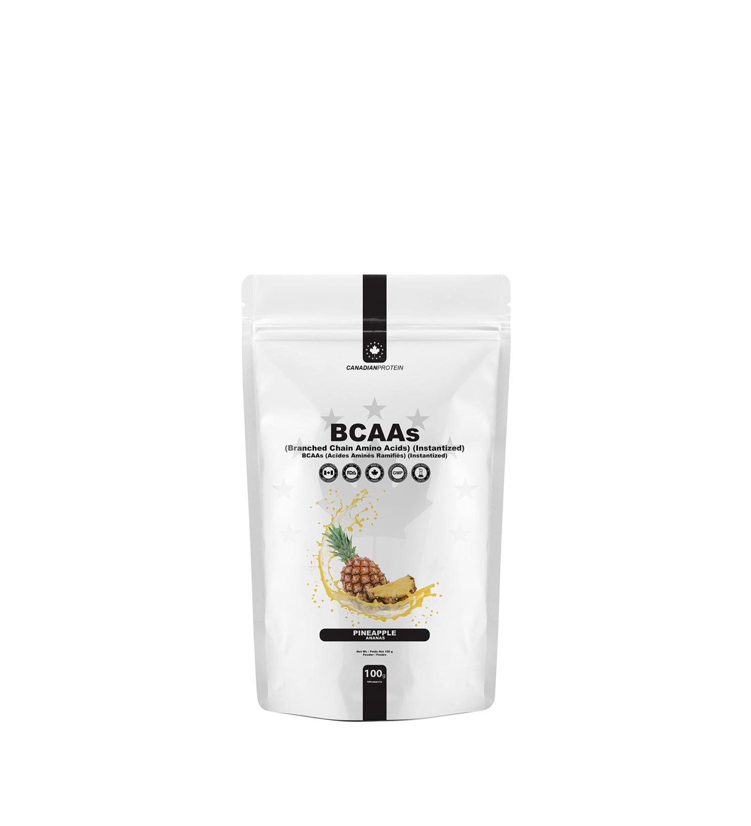 Canadian Protein Instantized Pineapple Flavoured BCAA Powder | 20 Servings | 5 grams of BCAA Amino Acids Pre Workout and Post Workout Drink for Muscle Building and Endurance - Buy Online on SooperMarket.com