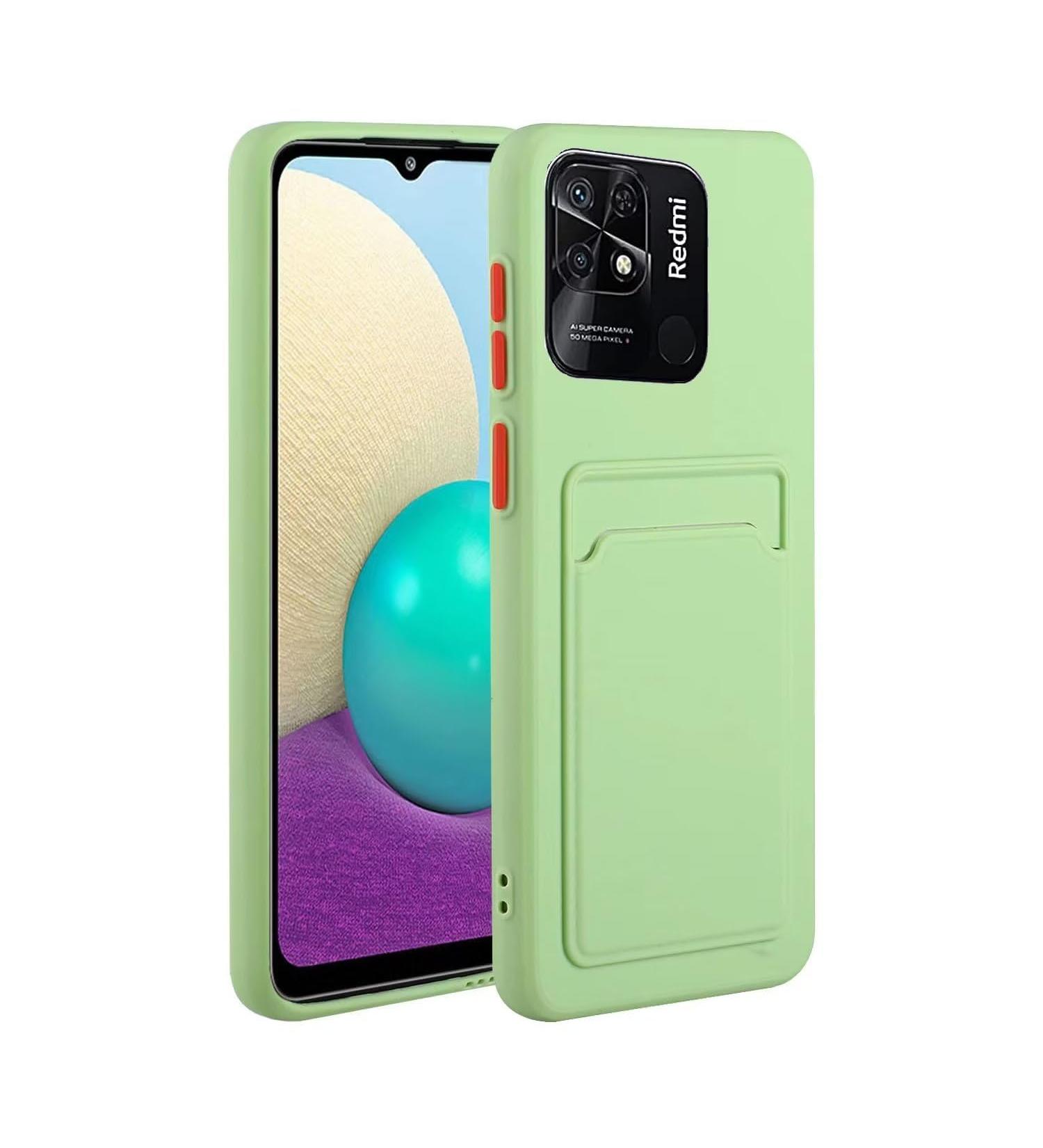 Buy Tivenfezk Nadoli Ultra Thin Silicone Case for Xiaomi Redmi 10c - Shockproof Scratch-Resistant Wallet Cover with Credit Card Holder - Green - Buy Online on SooperMarket.com