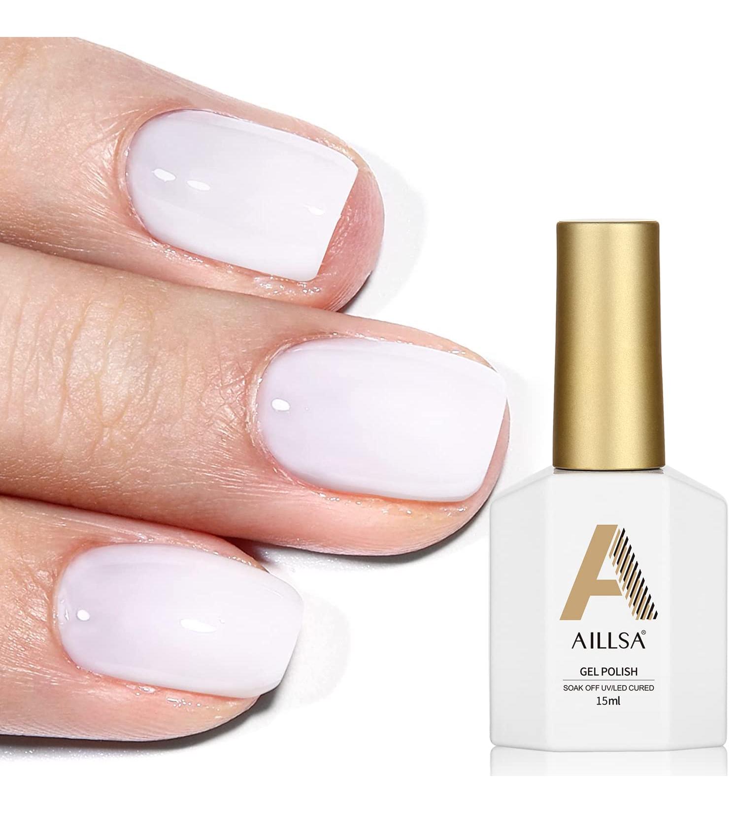 AILLSA Milky White Gel Nail Polish - 15ml Nude Milky Soak Off UV Gel Polish | Quick Dry Transparent Jelly Gel Nail Polish for Long Lasting Manicure DIY at Home - Buy Online on SooperMarket.com