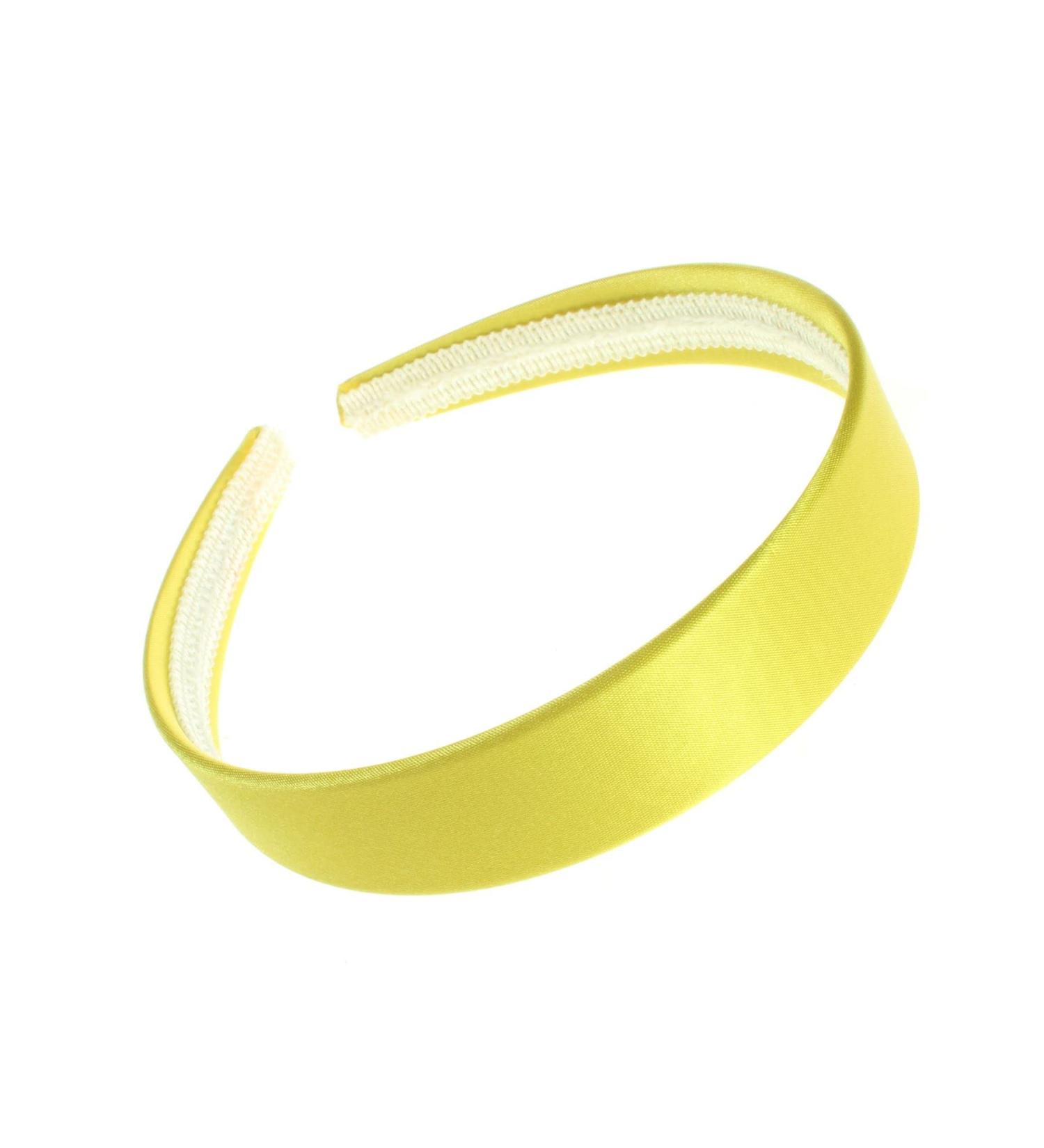 2.5cm (1") Yellow Satin Covered Plastic Alice Band Hair Band Headband No Teeth for Women Girls by Glitz4Girlz