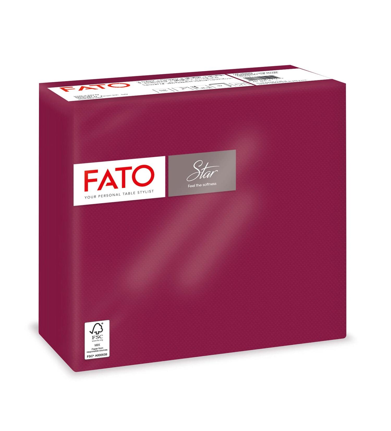 FATO Disposable Paper Napkins | Soft & Absorbent | 40 Pack 38x38 cm 4-Fold 2-Layer Burgundy Color | 100% Pure Cellulose FSC Certified - Buy Online on SooperMarket.com