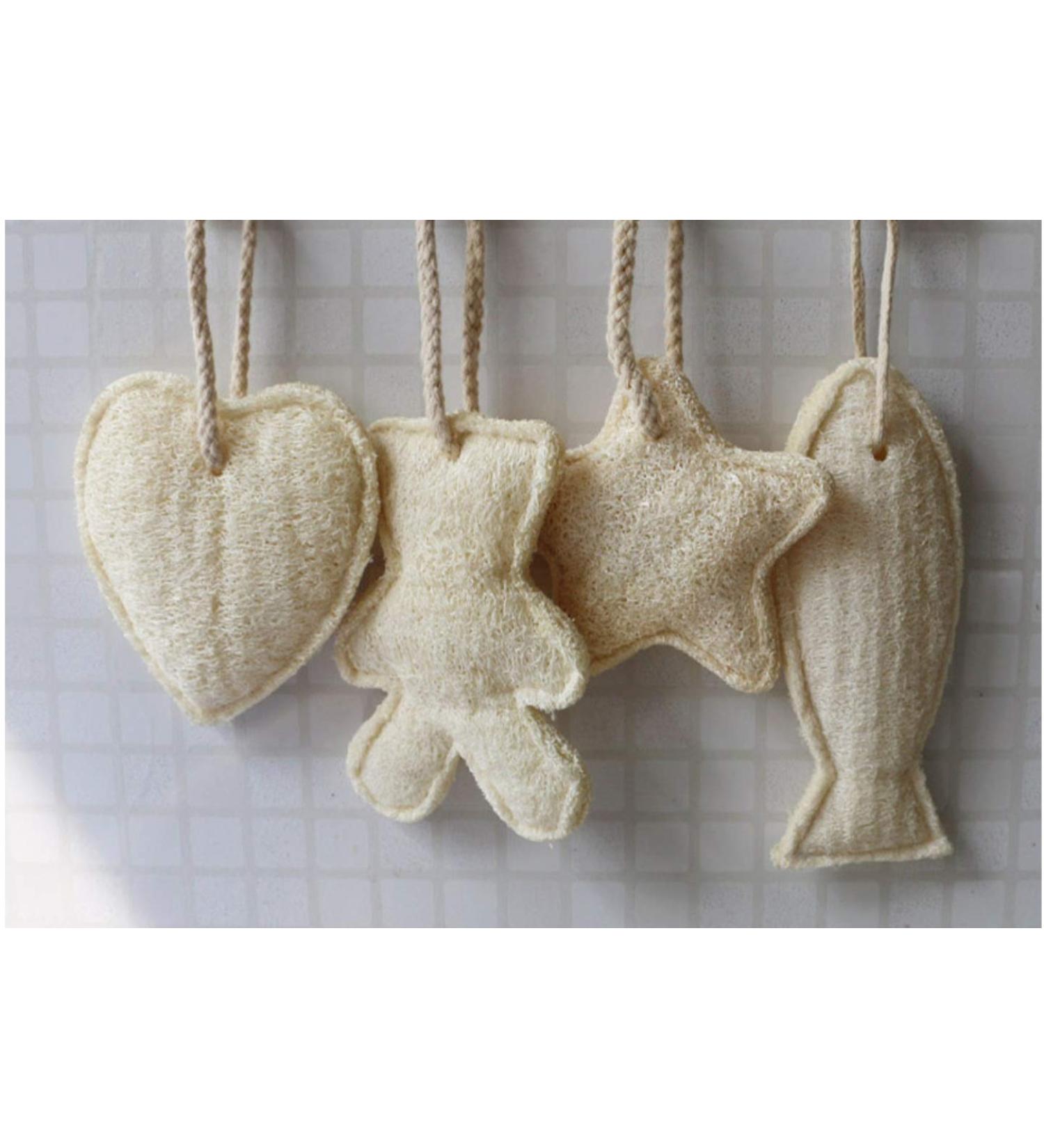 Natural Loofah Sponge Set - Fun Shaped 4 Pack - Buy Online on SooperMarket.com