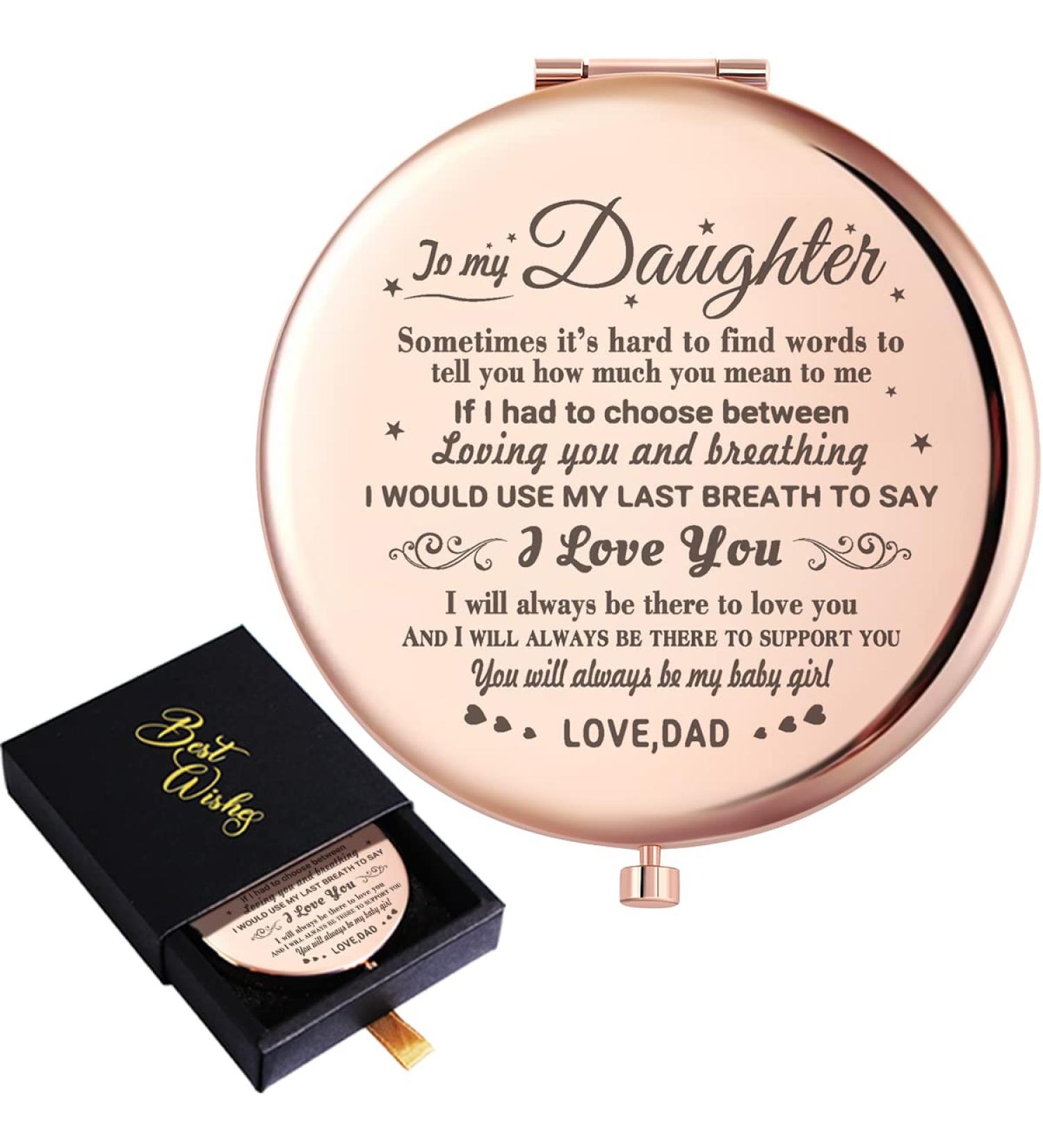 Wailozco Rose Gold Compact Mirror - Unique Daughter Gift from Dad for Graduation, Birthday, Christmas - Always Be My Baby Girl Love Saying - Buy Online on SooperMarket.com