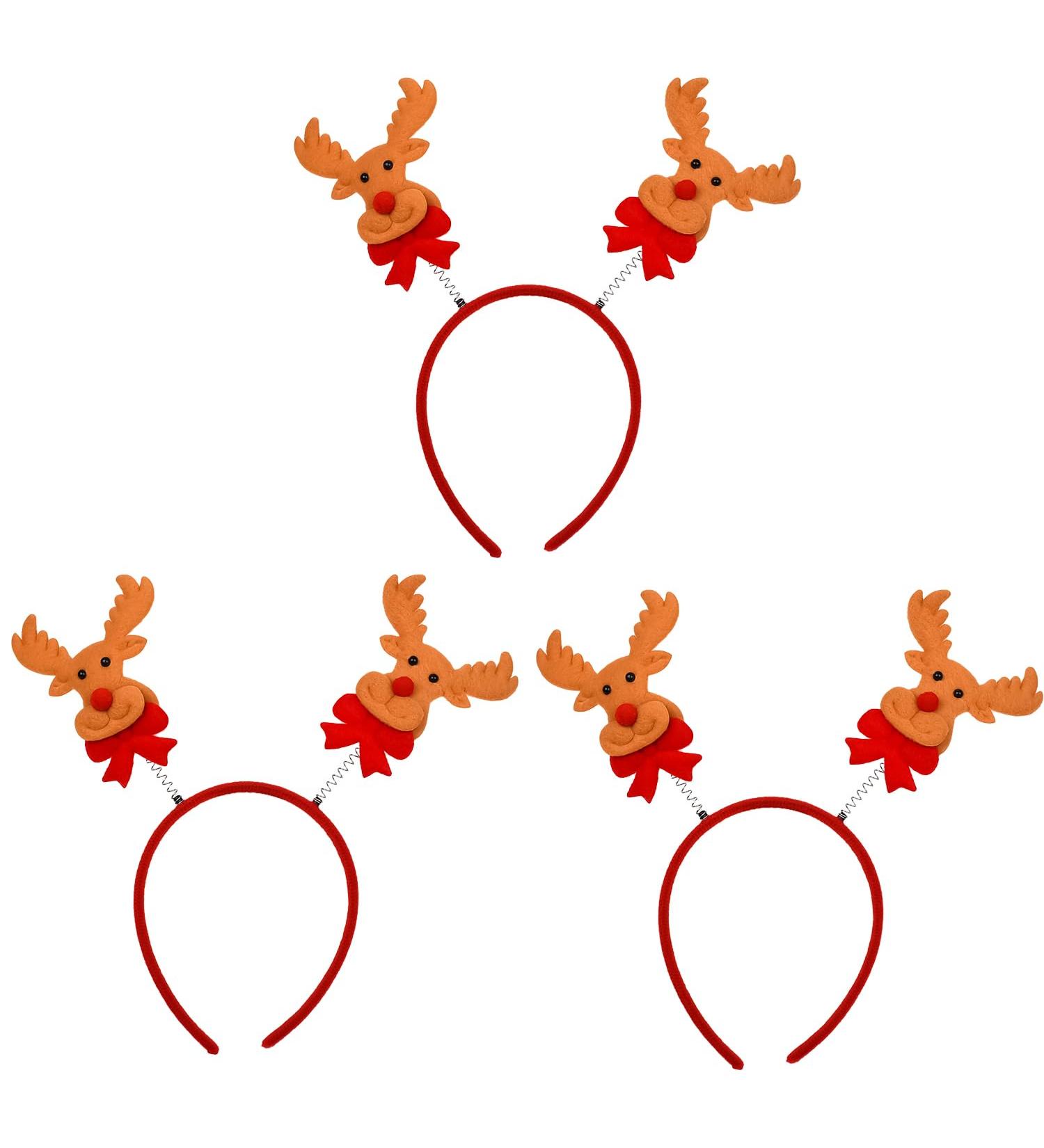 JNAWA 3 Pieces Christmas Reindeer Headband Novelty 3D Reindeer Headbands for Women Girls Christmas Costume Accessory Dressing Up Party - Buy Online on SooperMarket.com