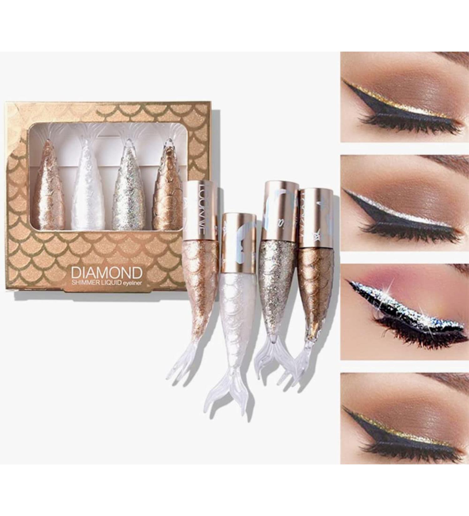 Go Ho Liquid Glitter Eyeliner Set - Metallic Shimmer Sliver Eyeshadow Liner - High Pigment Colored Eyeliner - Long Lasting Sparkling Makeup (Style A) - Buy Online on SooperMarket.com