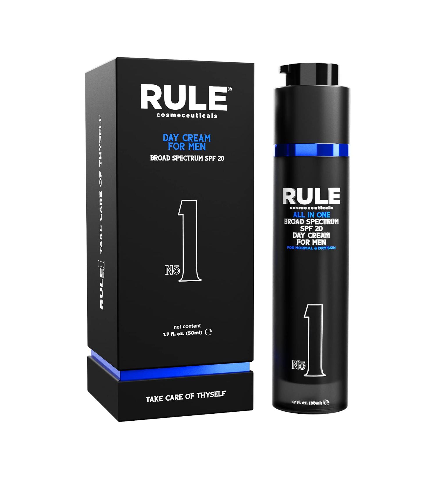 RULE 10-in-1 Men's Face Moisturizer SPF 20 - Anti-Aging Cream with Collagen, Licorice Extract & Vitamins B, C, E - 1.7oz Day Lotion for Normal/Dry Skin - Buy Online on SooperMarket.com
